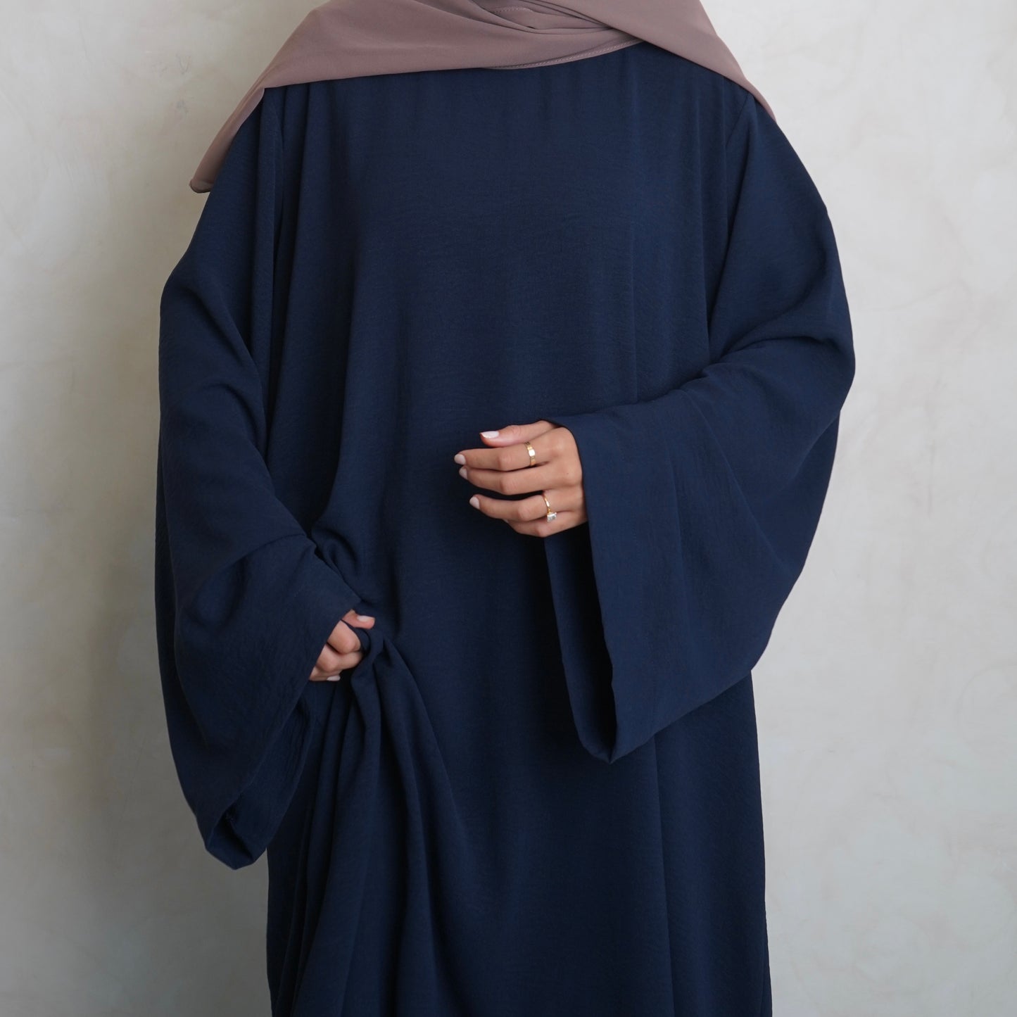 Crepe Mary Straight Abaya Navy Blue