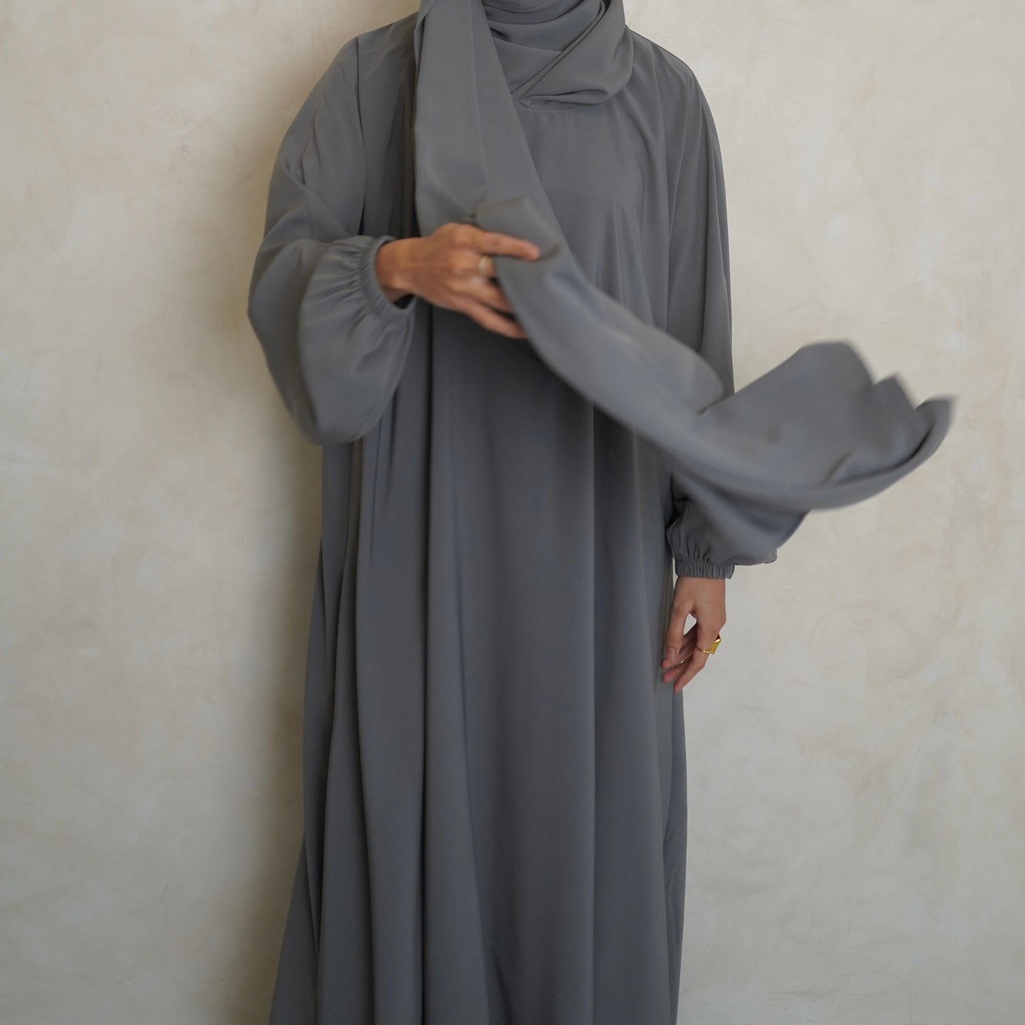 1pc Prayer Jilbaya Light Grey