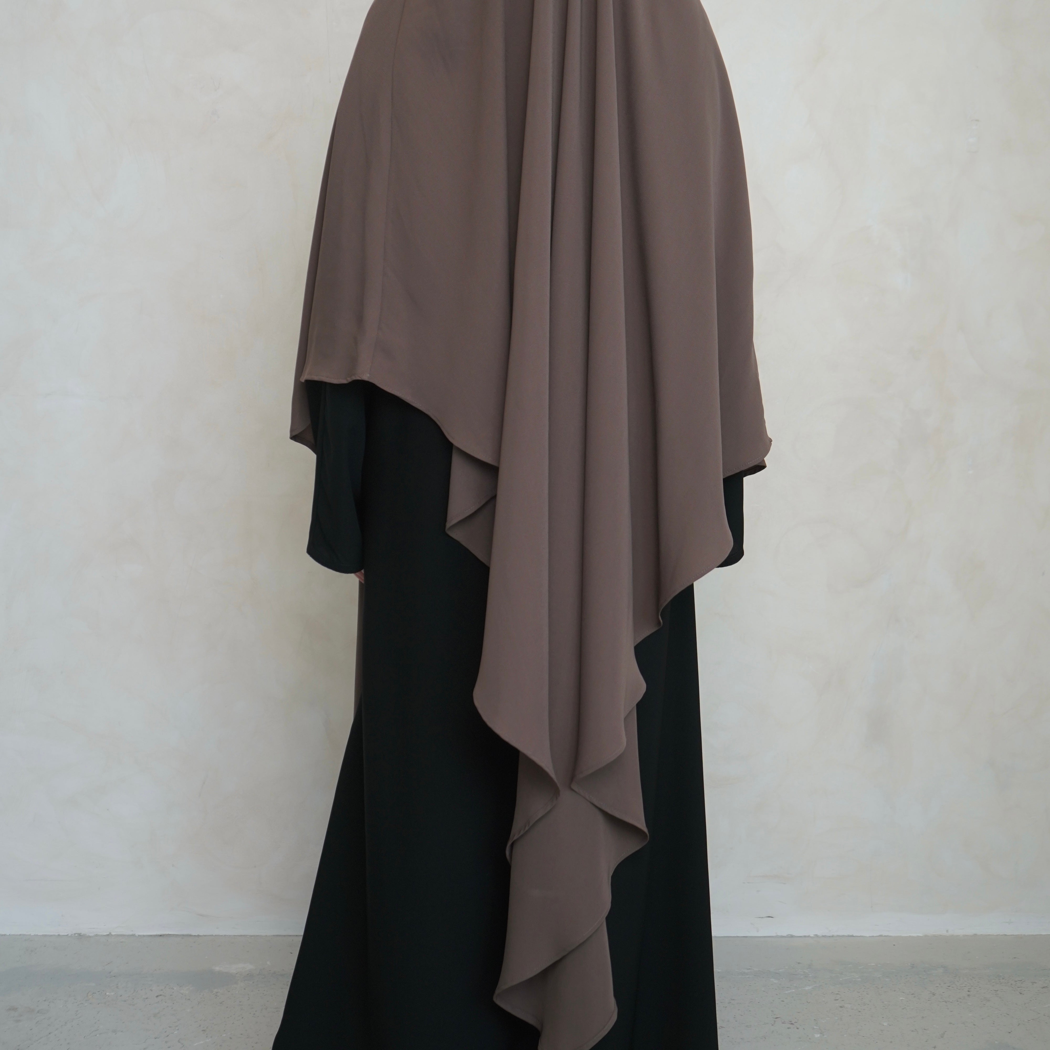 Extra Long Brown Khimar with Niqab Ties