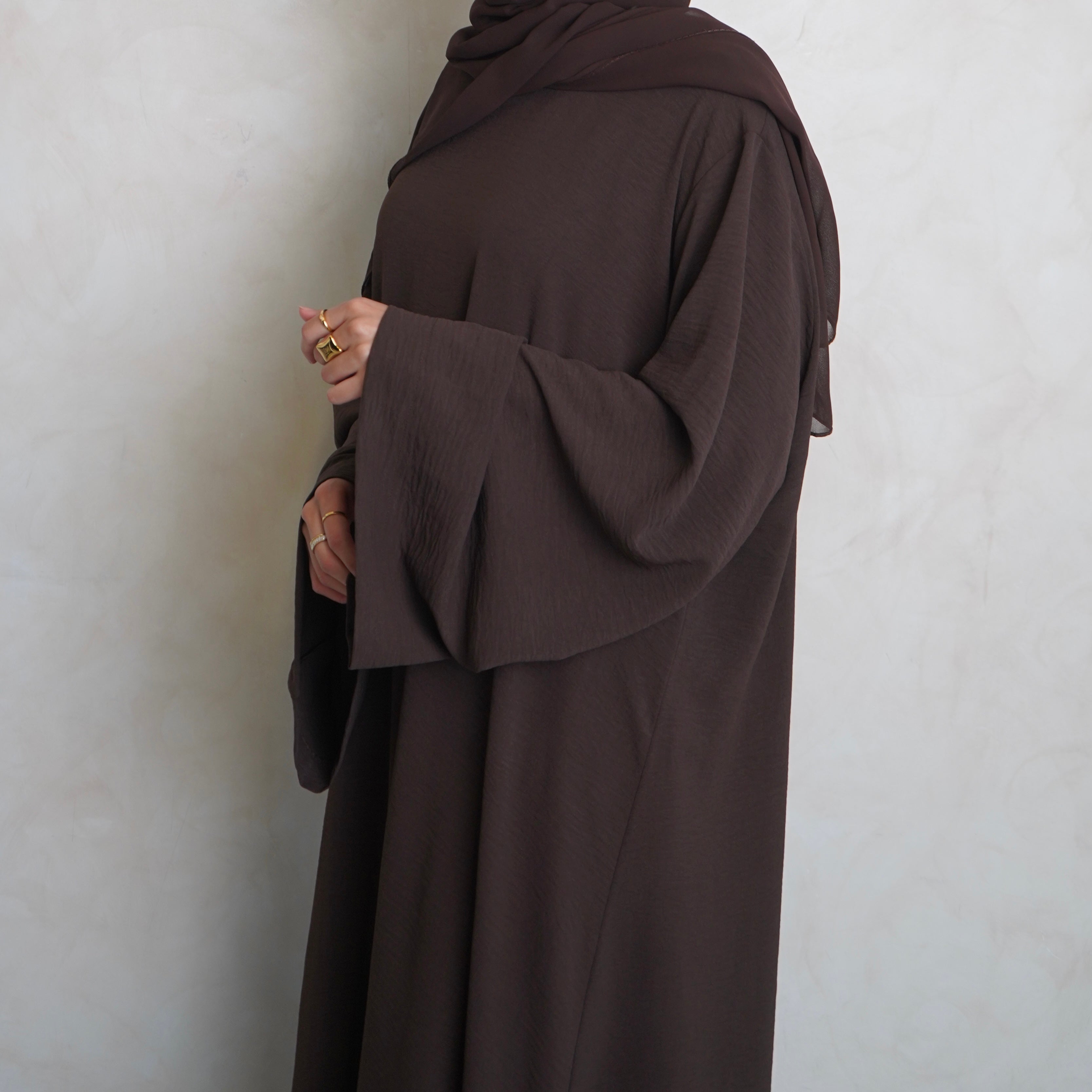 Crepe Mary Straight Abaya Choc Brown