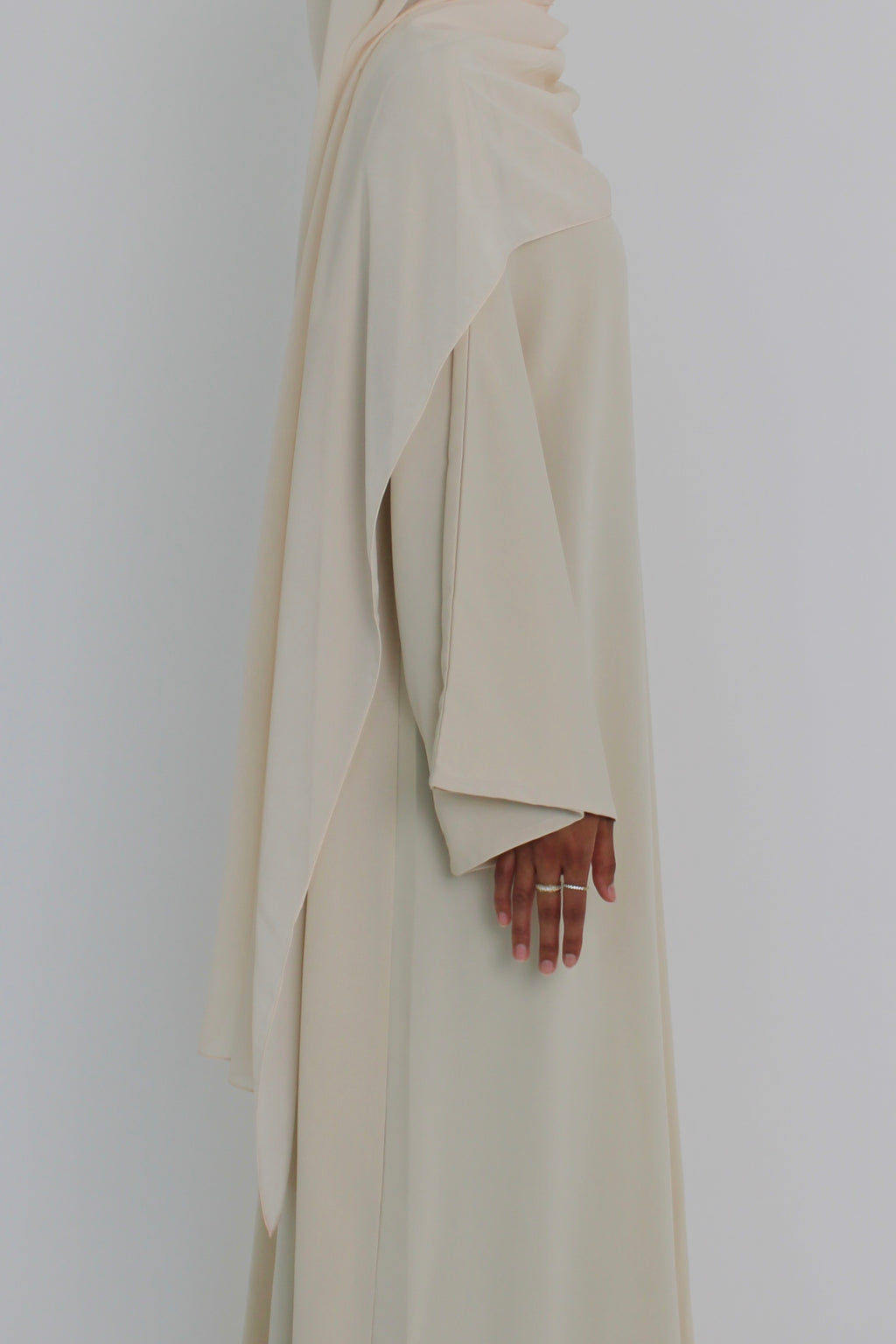 Ivory Signature Bell Sleeve Abaya with hijab