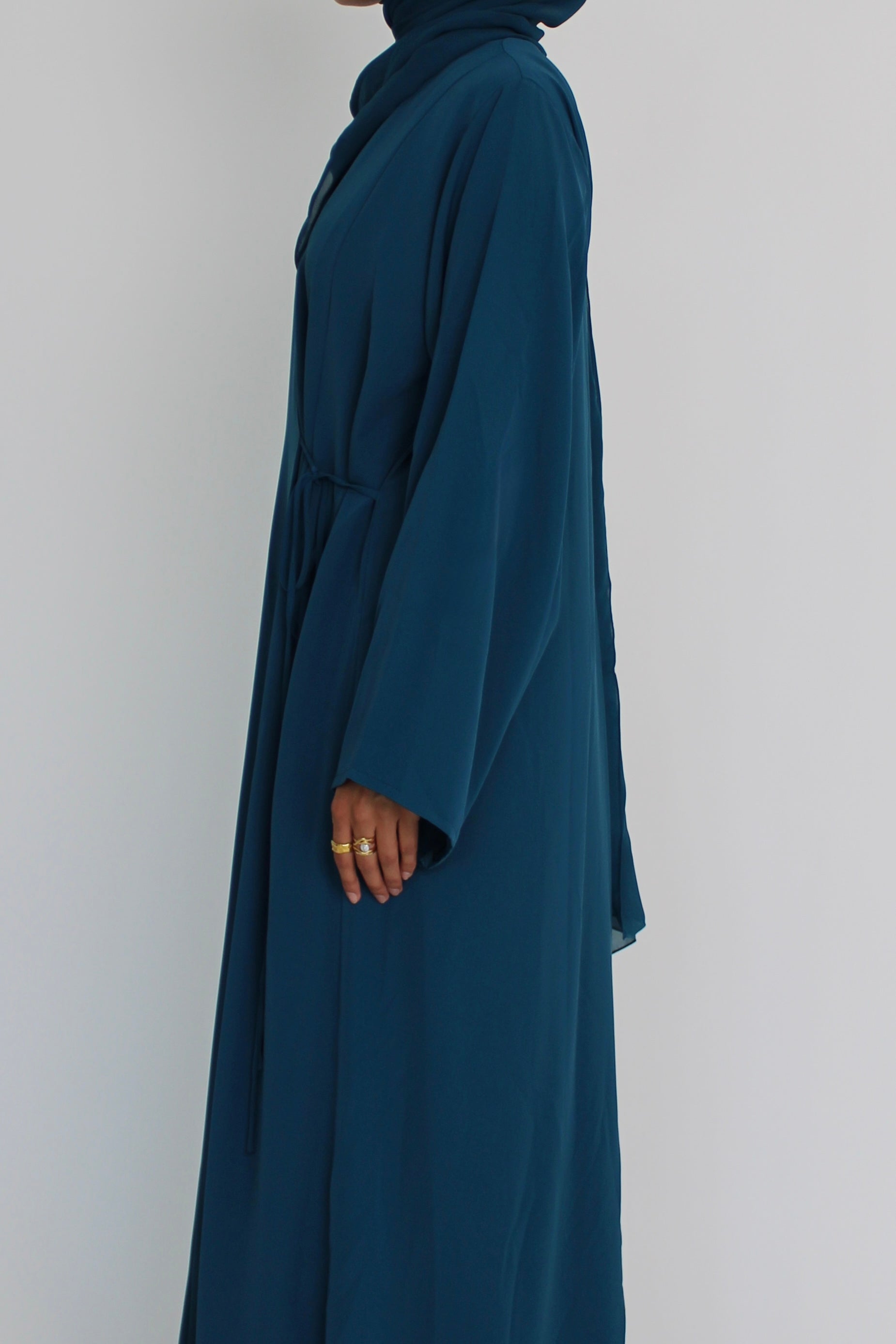 Sea Teal Tie Abaya with Matching Sheila Scarf