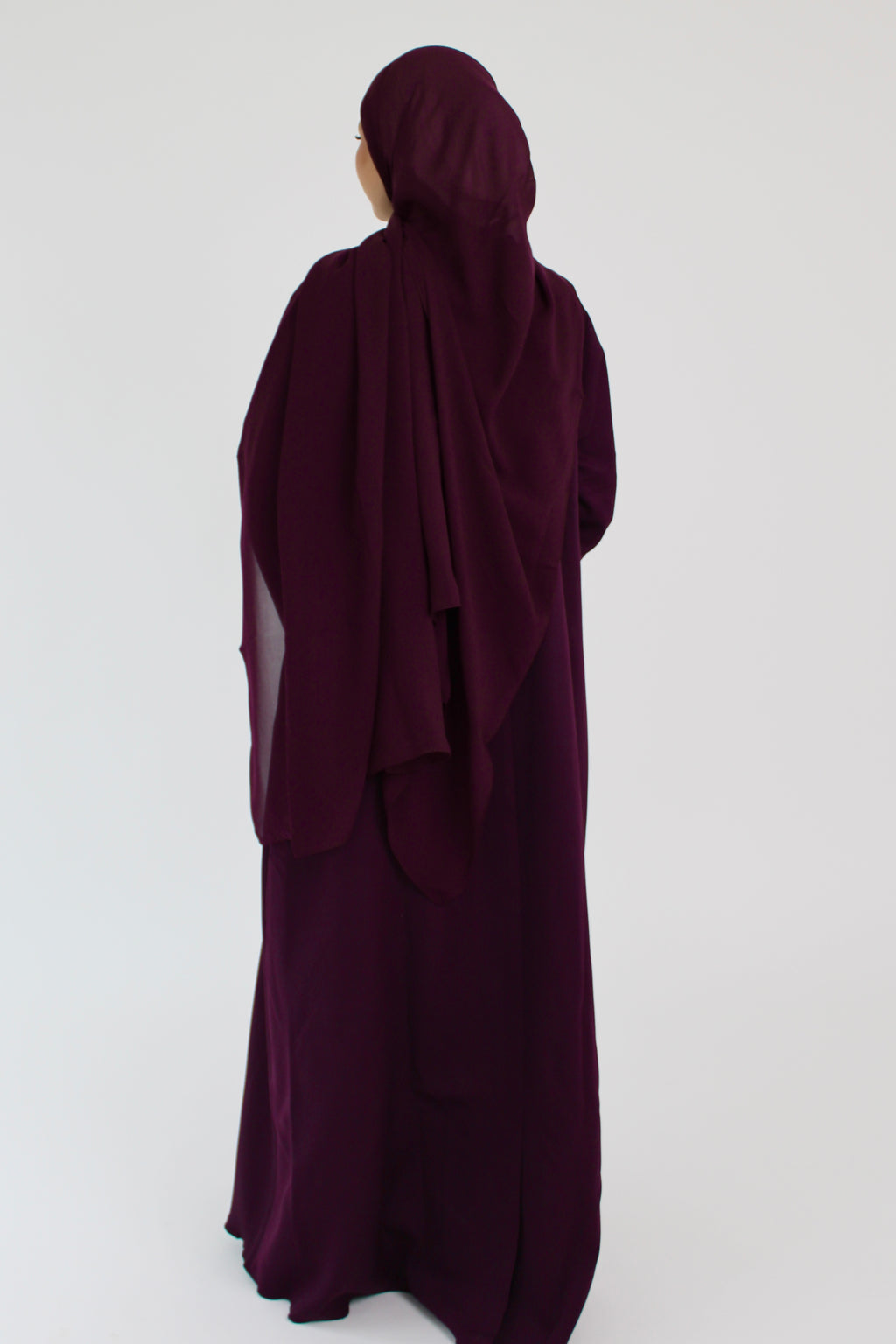 Deep Plum Draped Coat with Matching Sheila Hijab