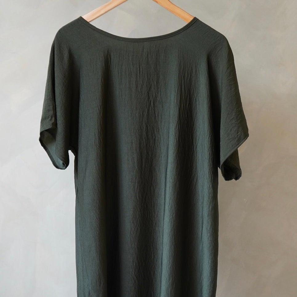 Hareer Forest Green Sleeveless Slip Dress