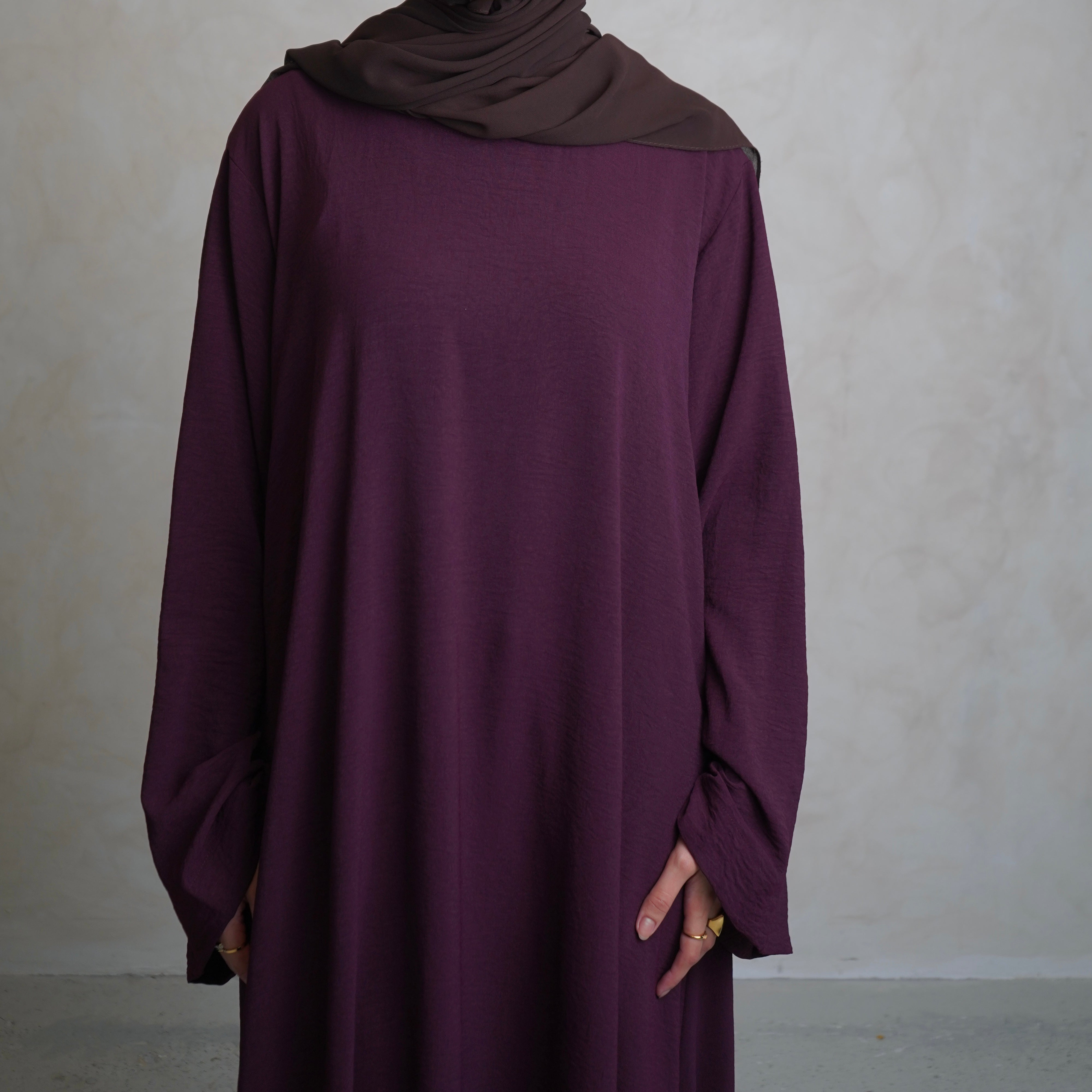 Crepe Mary Straight Abaya Burgundy