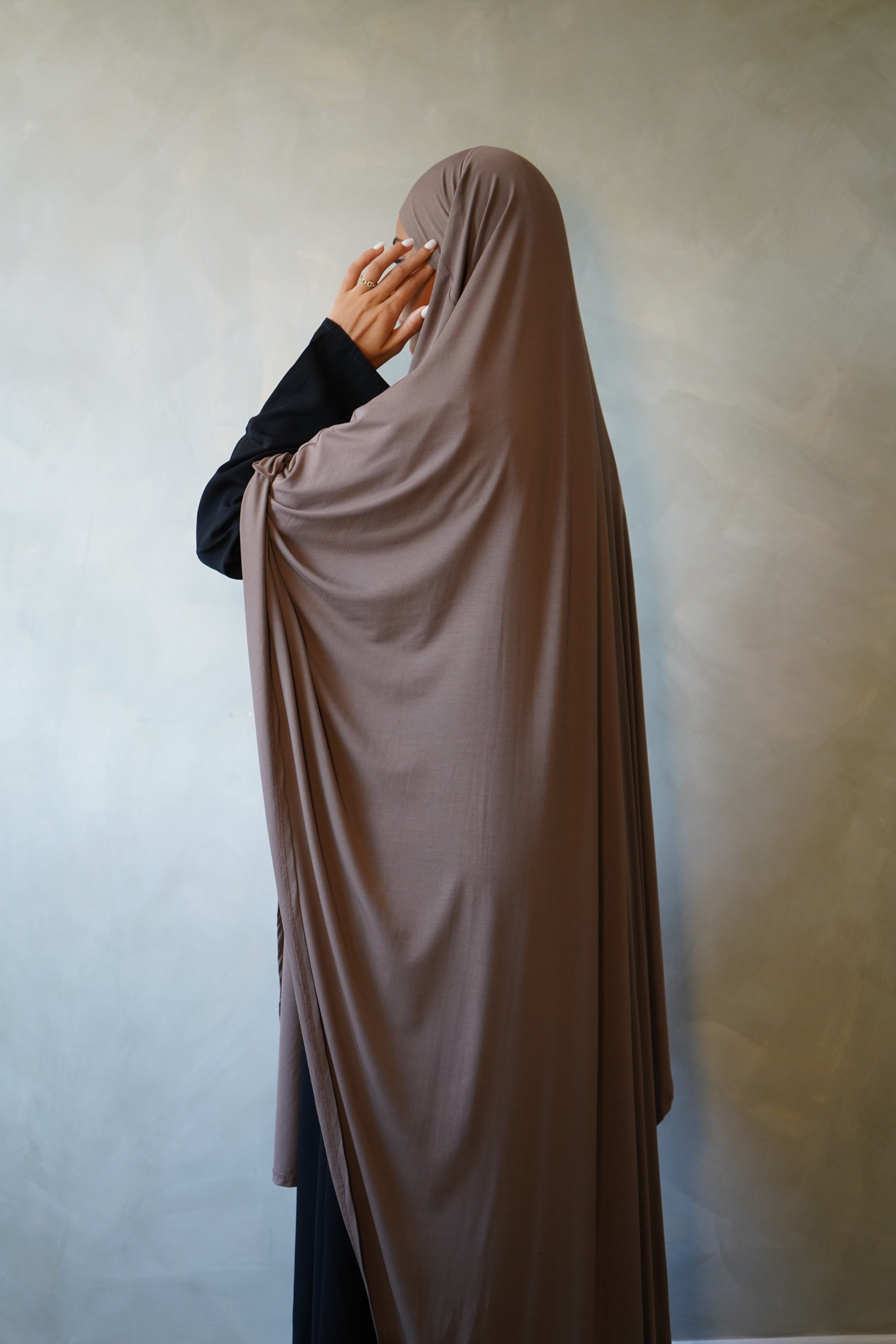 Large Taupe Brown Jersey Khimar