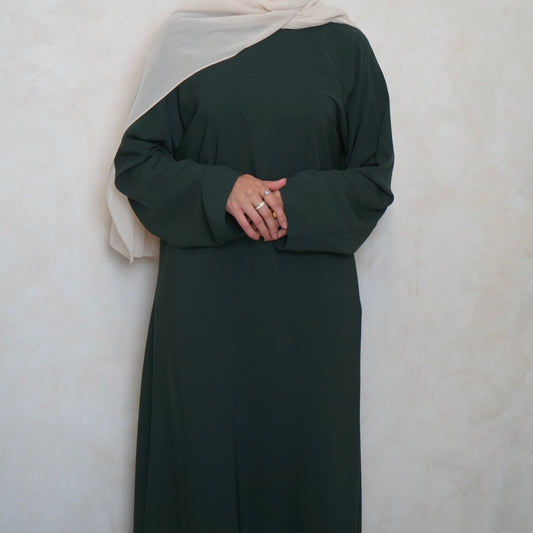 Classic A Line Abaya Bottle Green