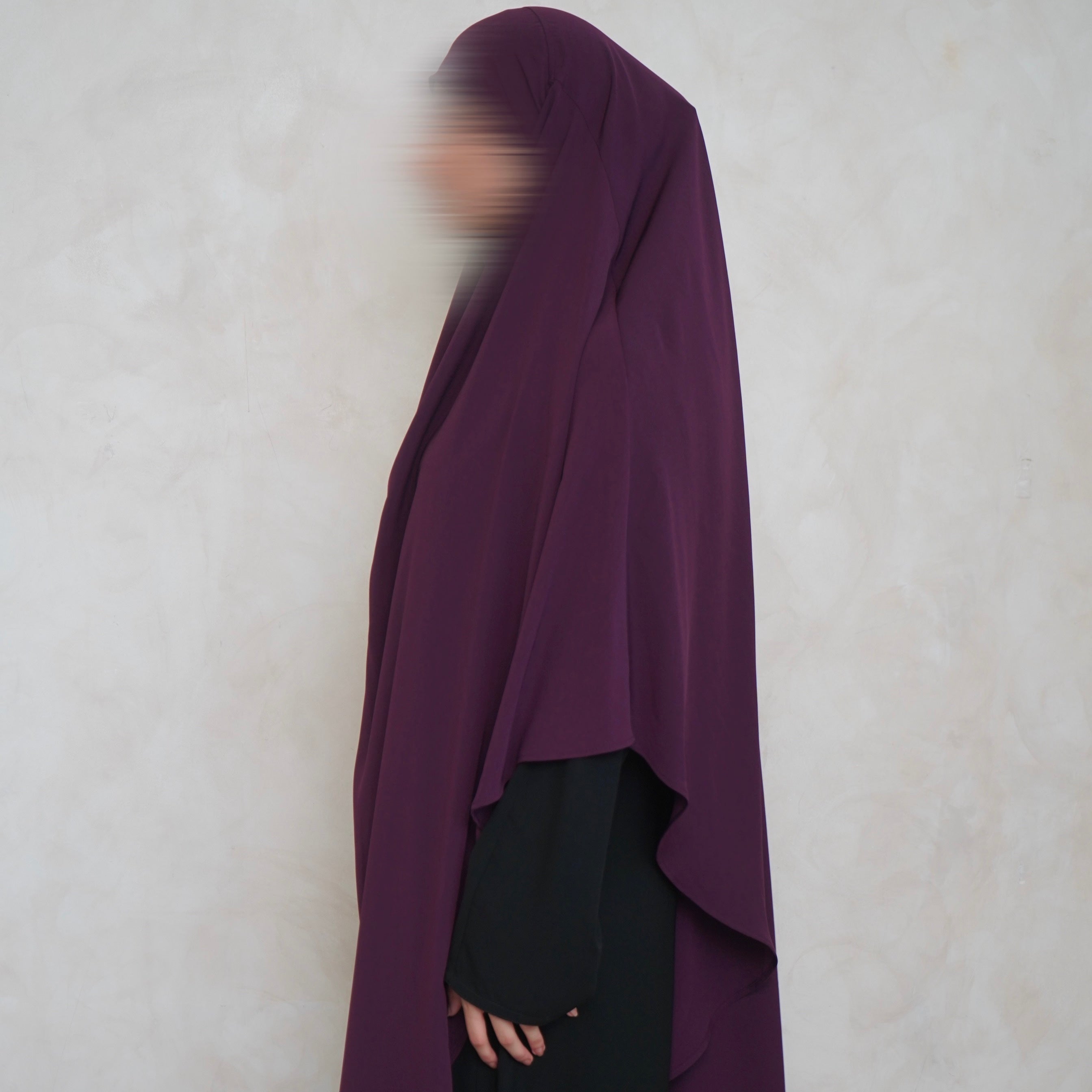 Extra Long Burgundy Khimar with Niqab Ties