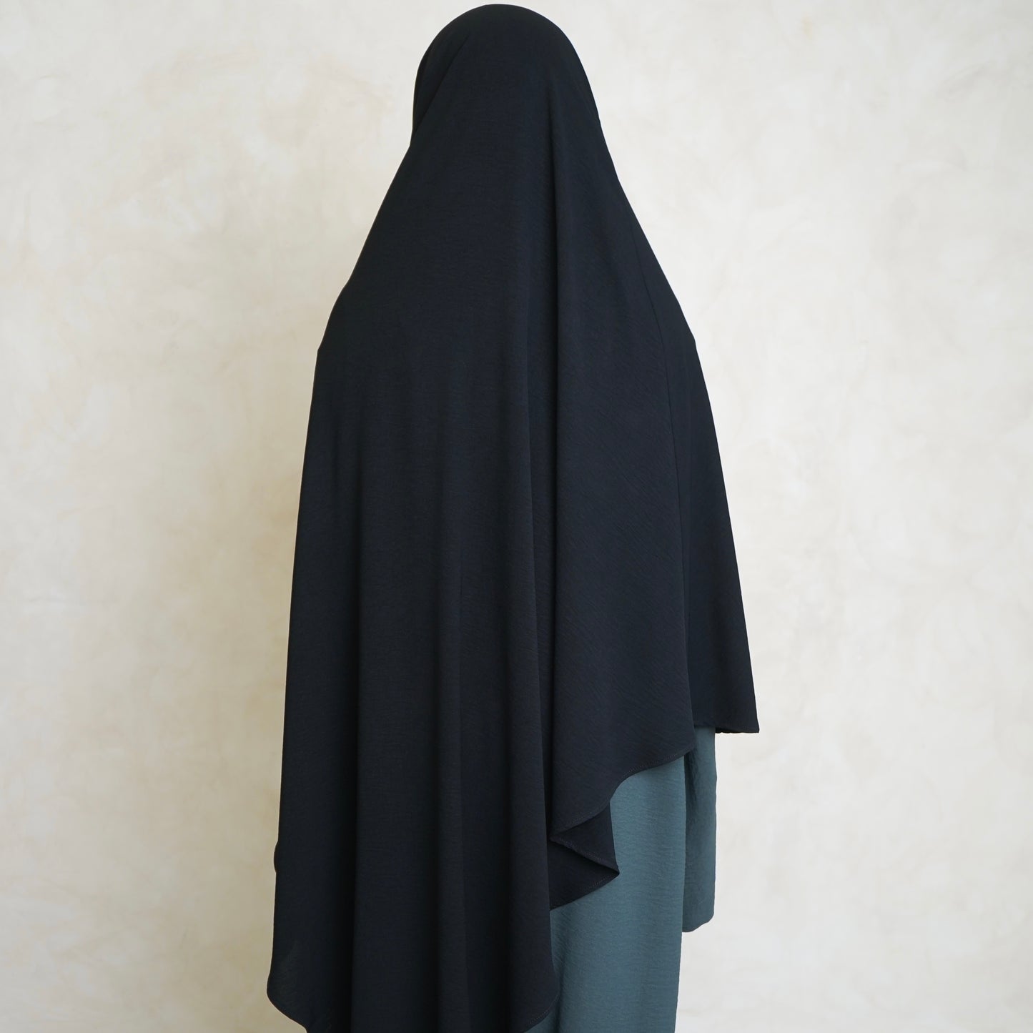 Black Crepe Khimar with Niqab Ties