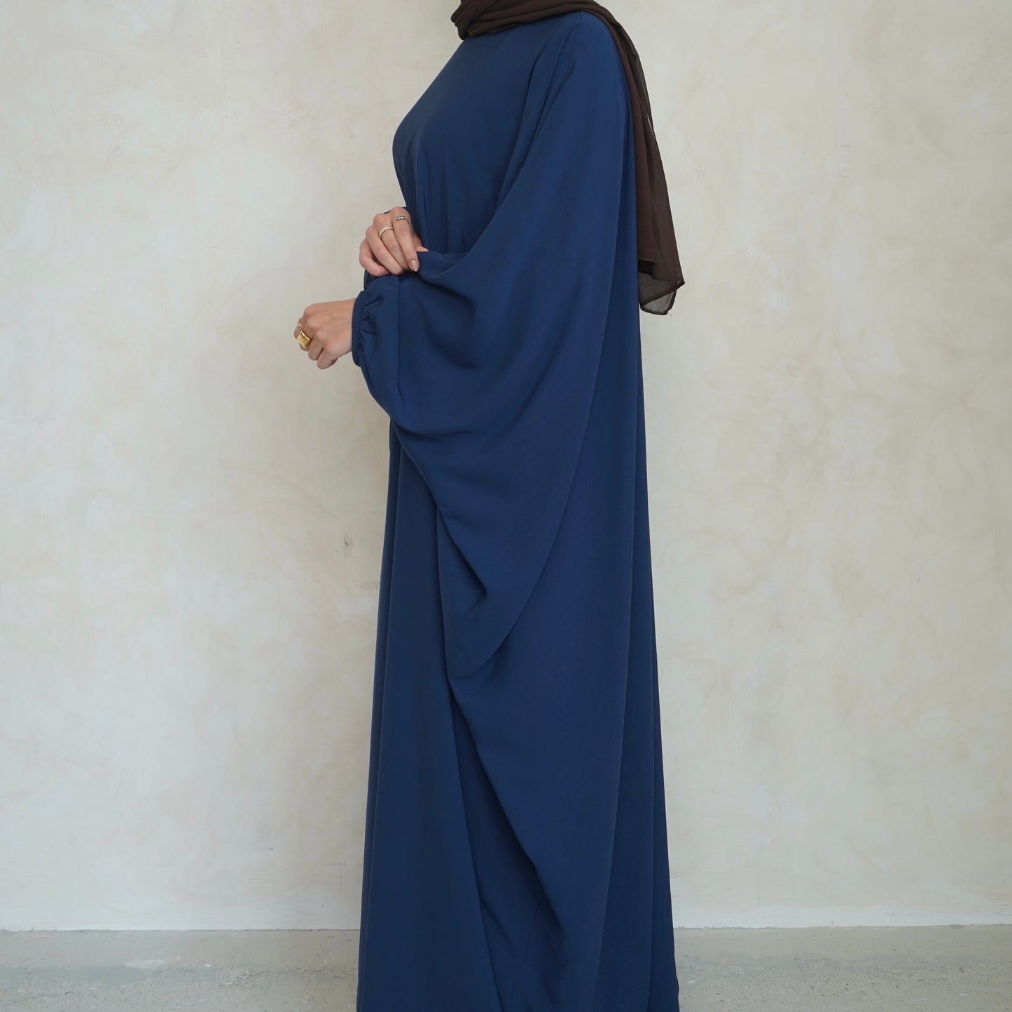 Cuffed Norah Batwing Jilbaya Navy Blue