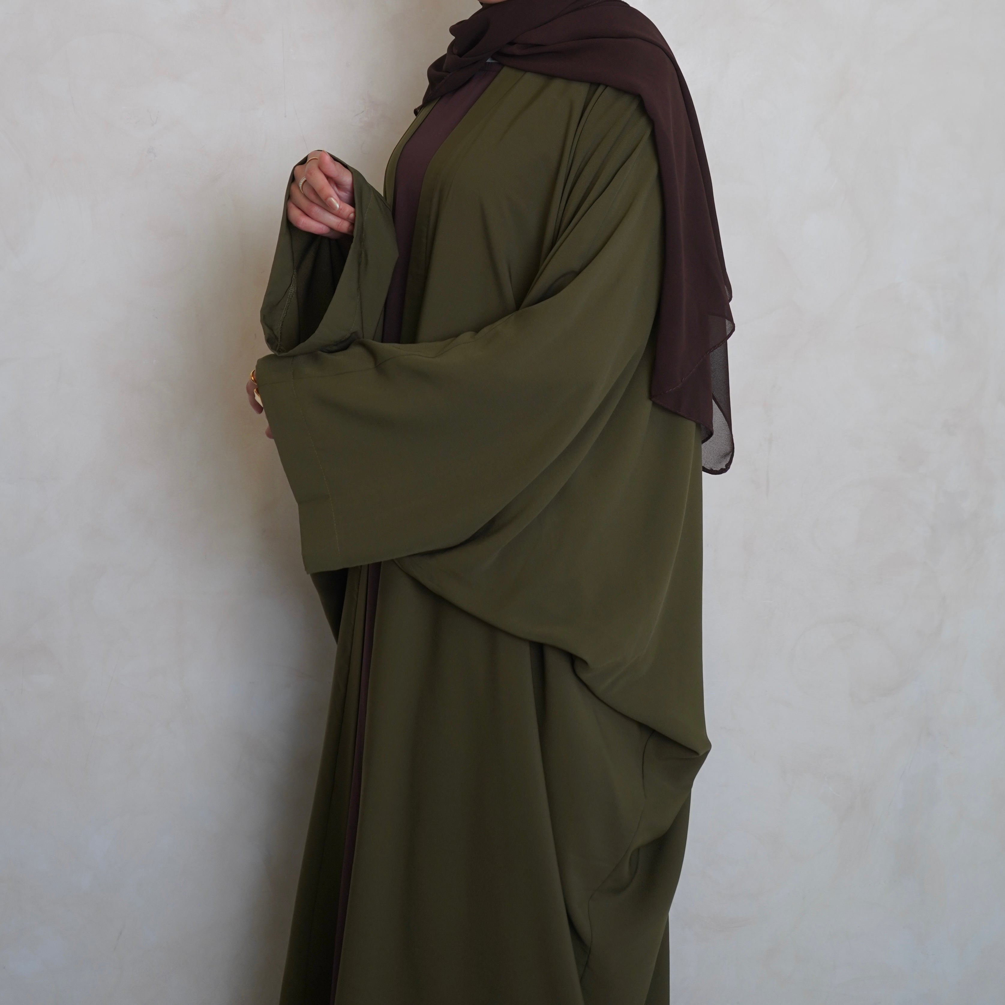 Nahla’s Open Cloak Abaya Olive Green