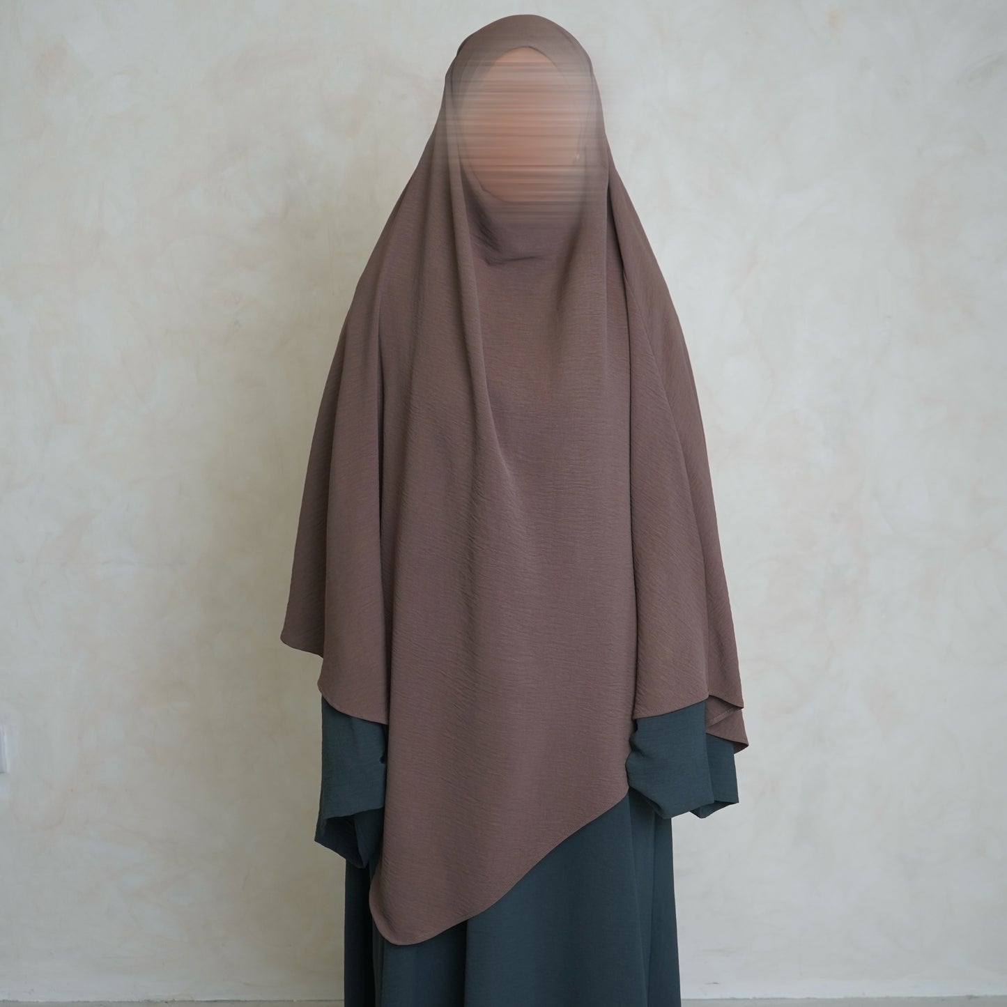 Brown Crepe Khimar with Niqab Ties