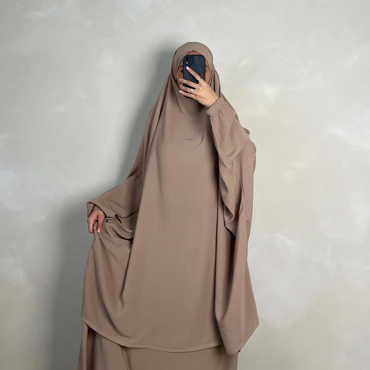 2pc Jilbab with Skirt & Niqab Ties Cream