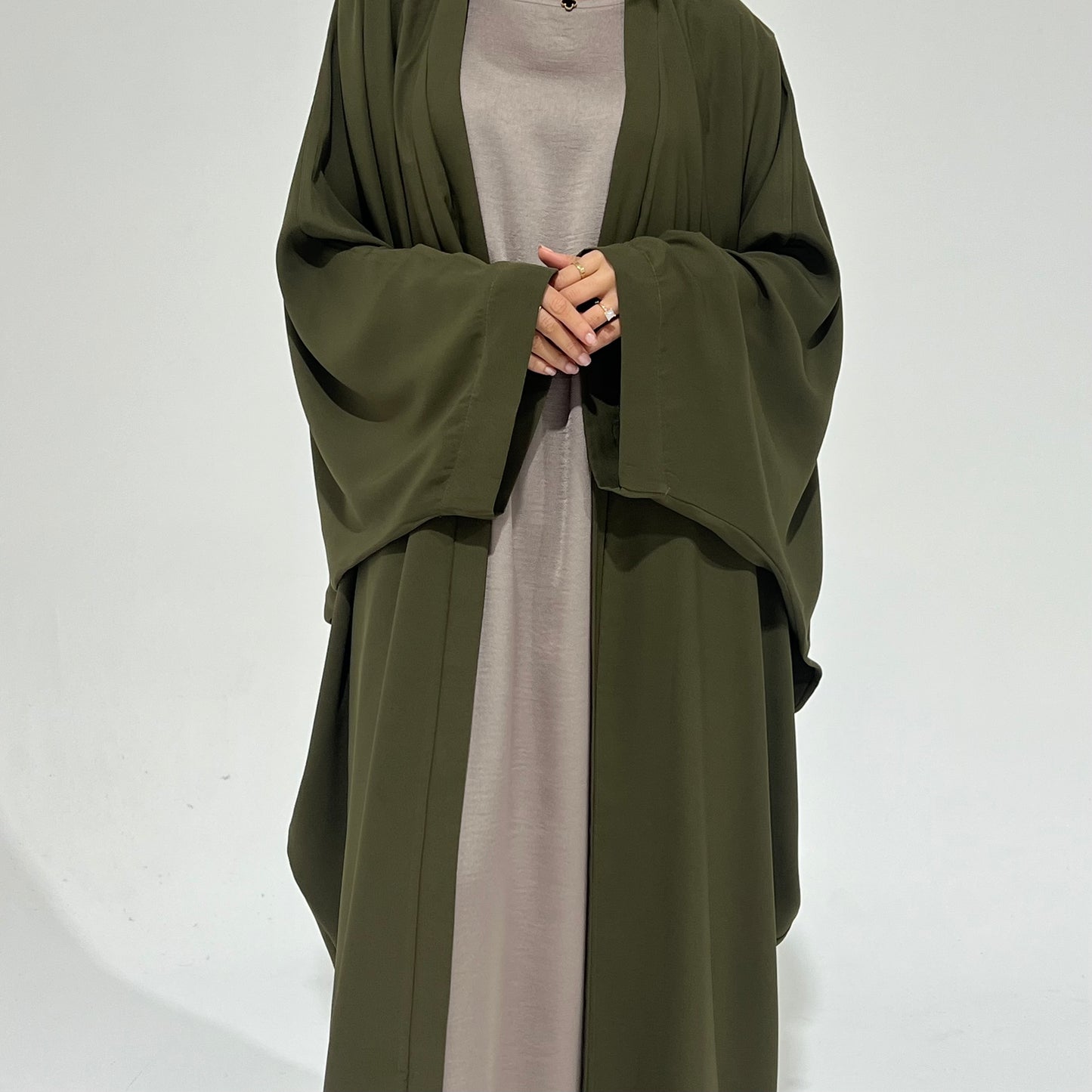 Nahla’s Open Cloak Abaya Olive Green