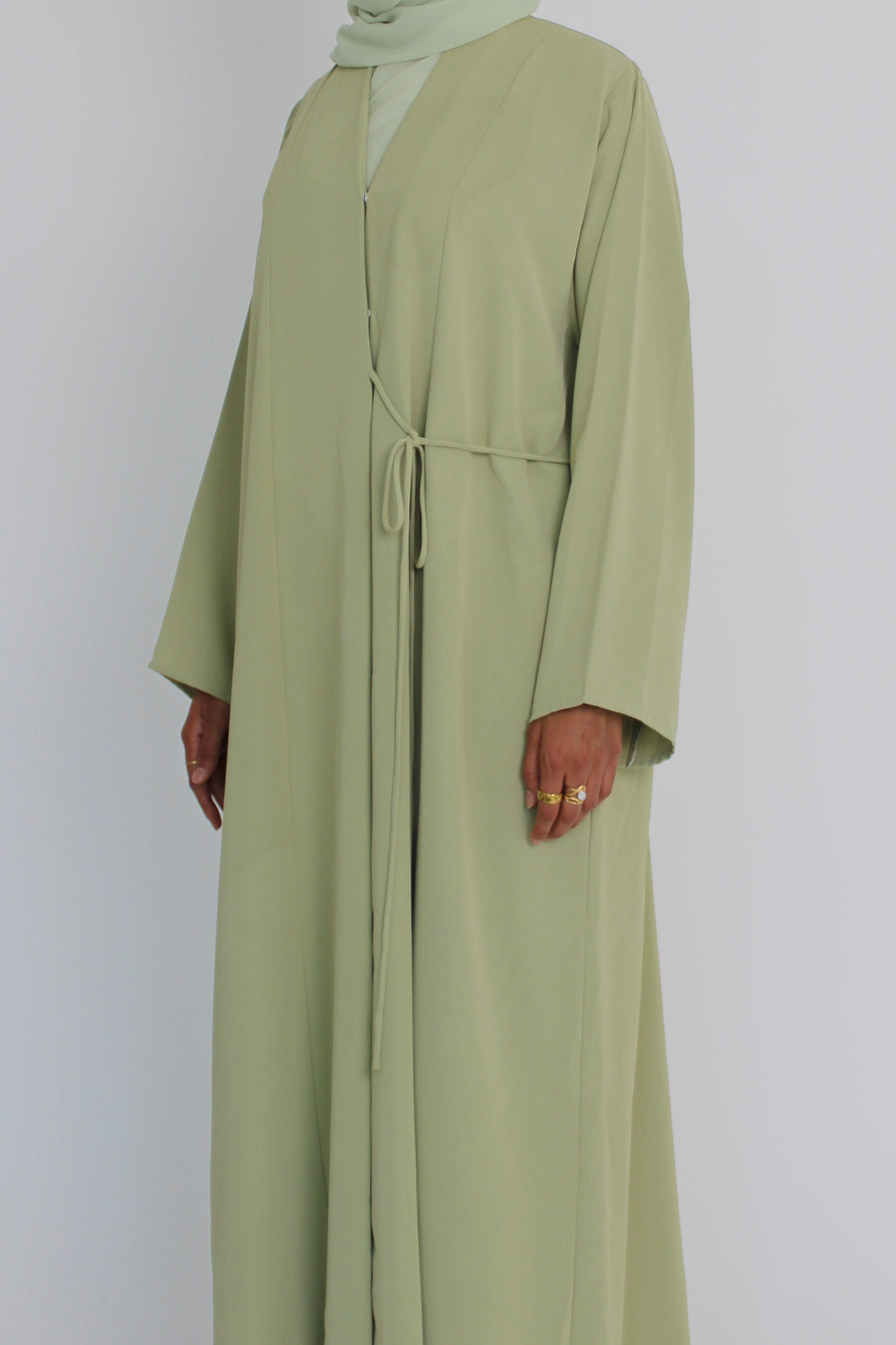 Lime Green Tie Abaya with Matching Sheila Scarf