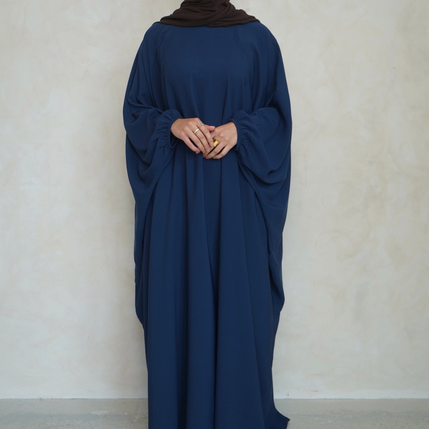 Cuffed Norah Batwing Jilbaya Navy Blue