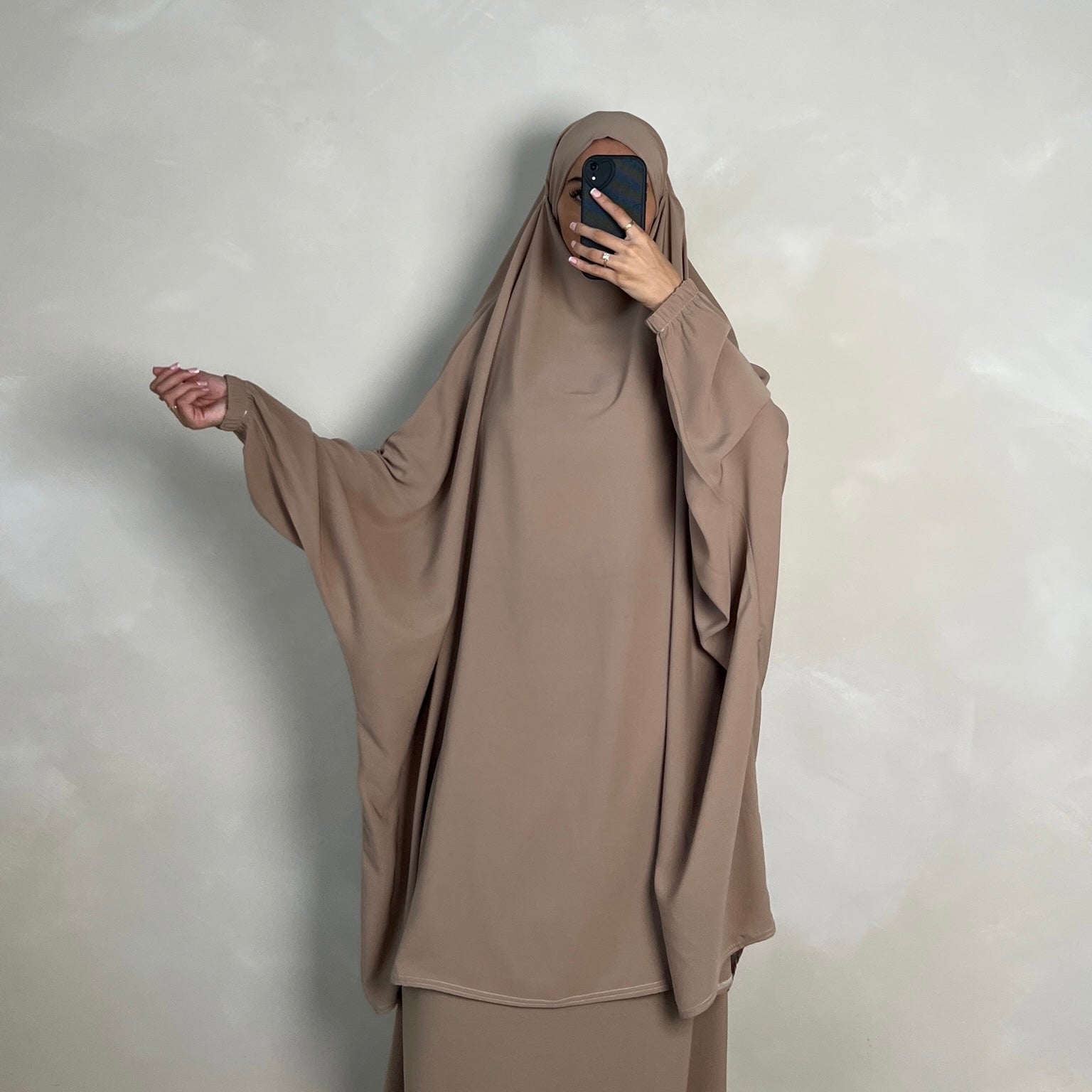 2pc Jilbab with Skirt & Niqab Ties Cream