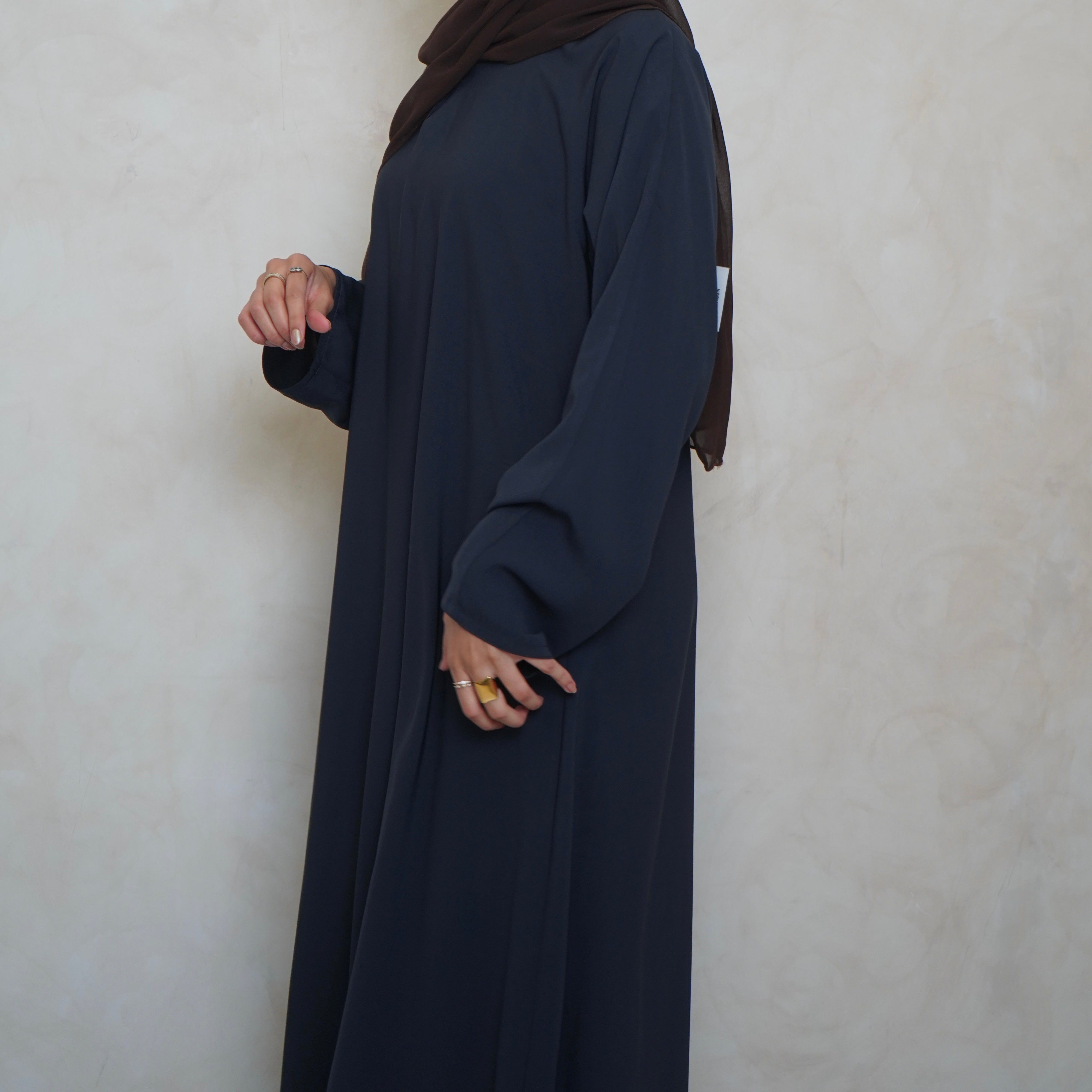 Classic A Line Abaya Navy Grey