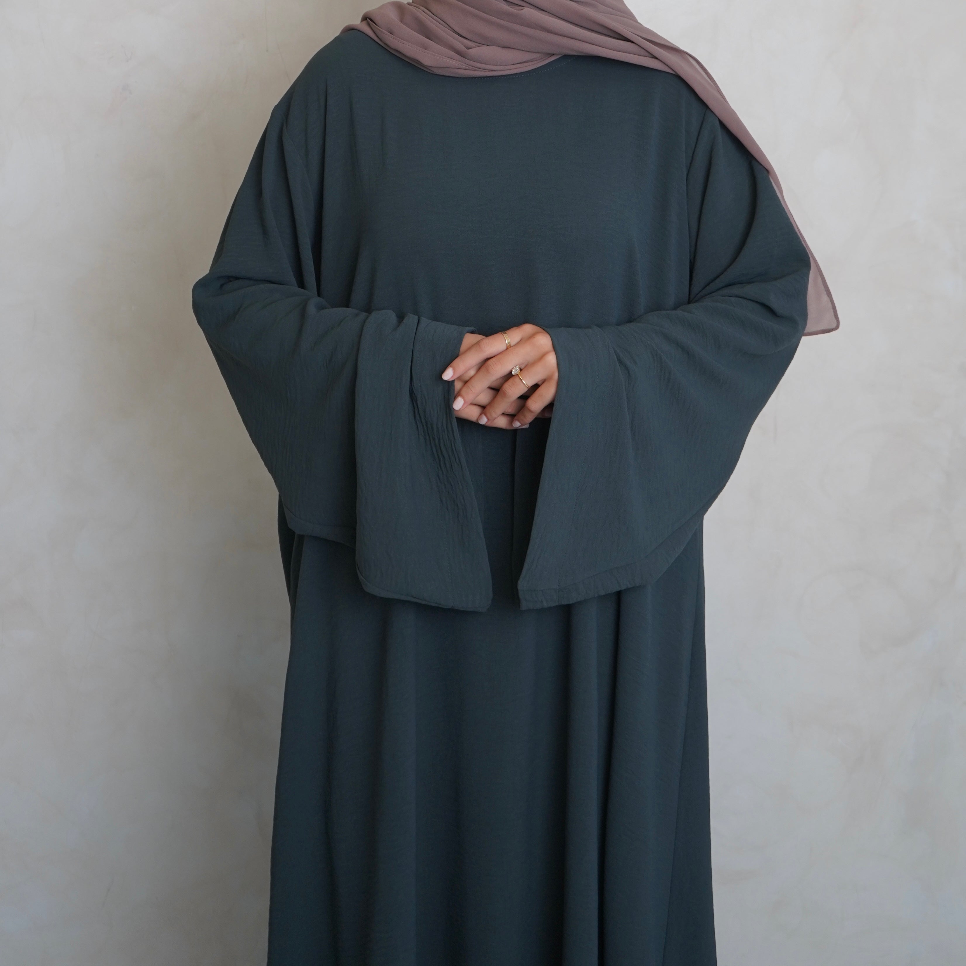 Crepe Mary Straight Abaya Teal