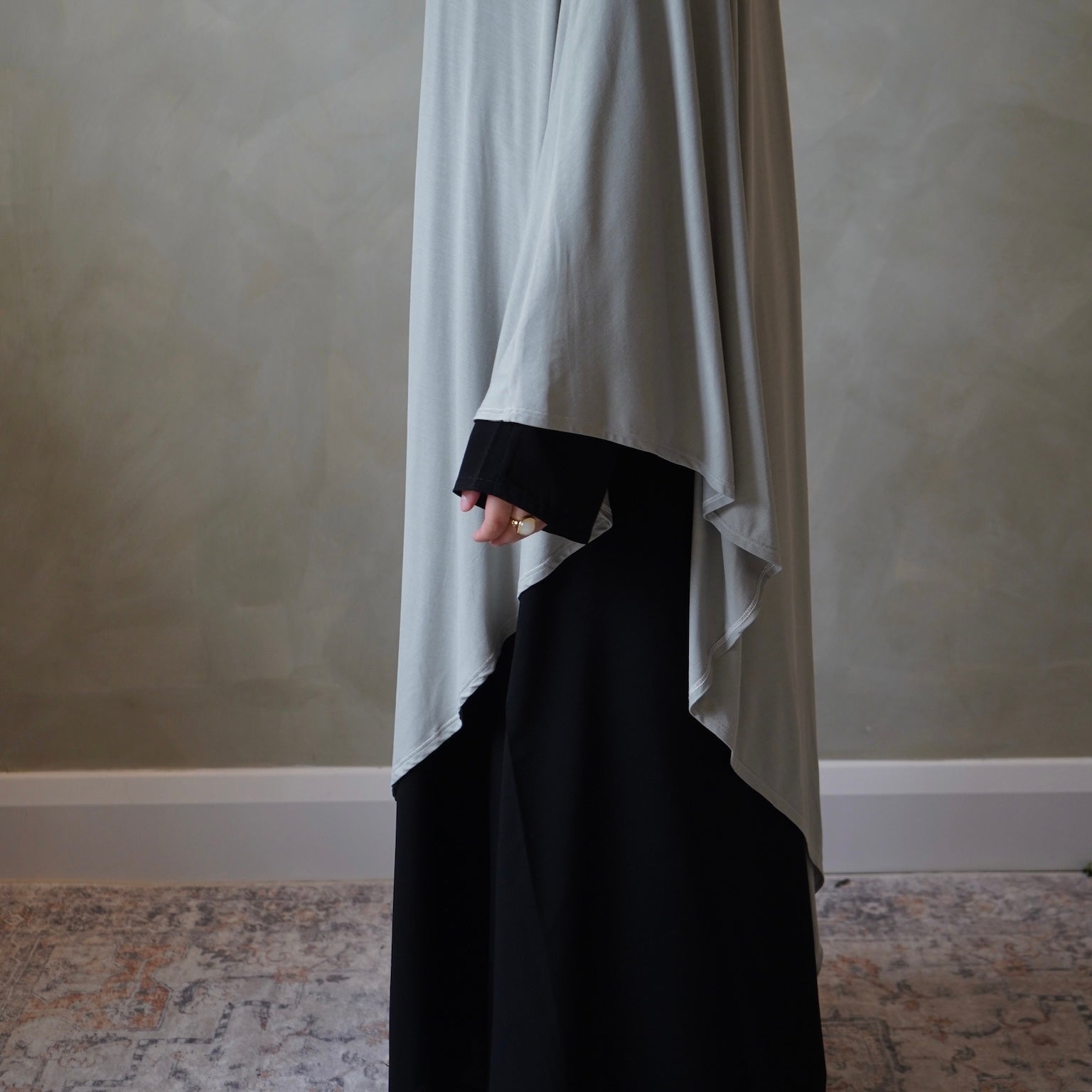 Extra Long Stone Grey Jersey Khimar