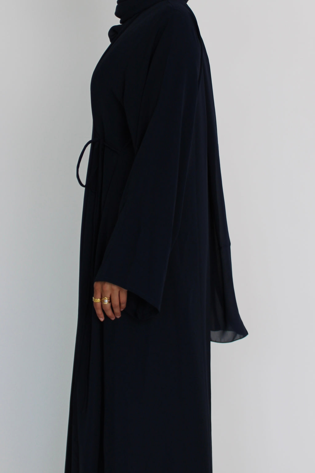Midnight Blue Tie Abaya with Matching Sheila Scarf
