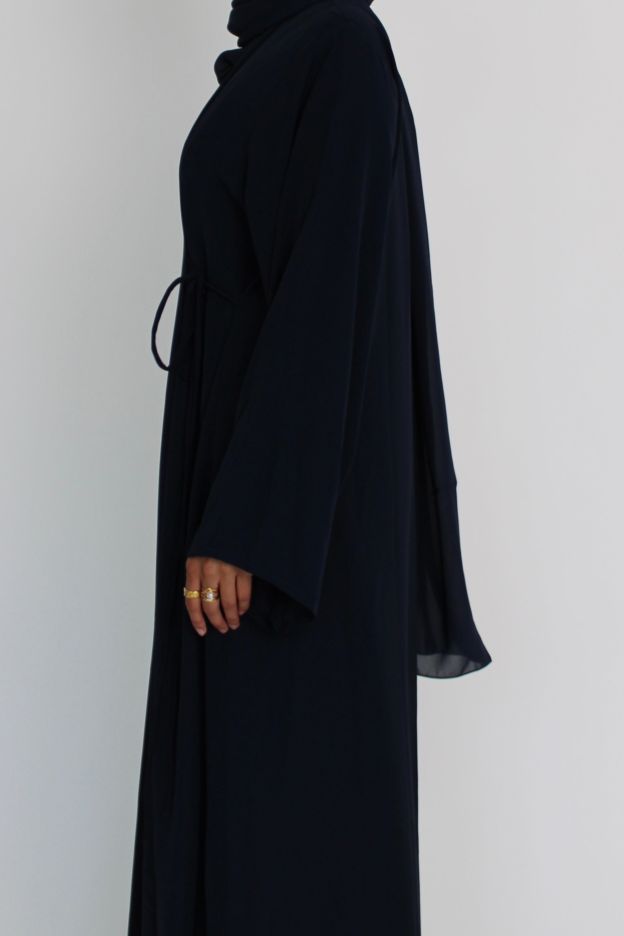 Midnight Blue Tie Abaya with Matching Sheila Scarf