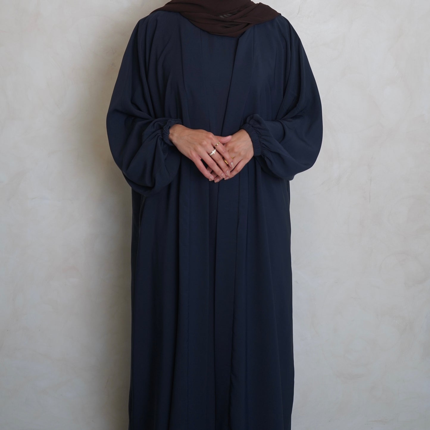 Cuffed Nubo Abaya Set Navy Grey