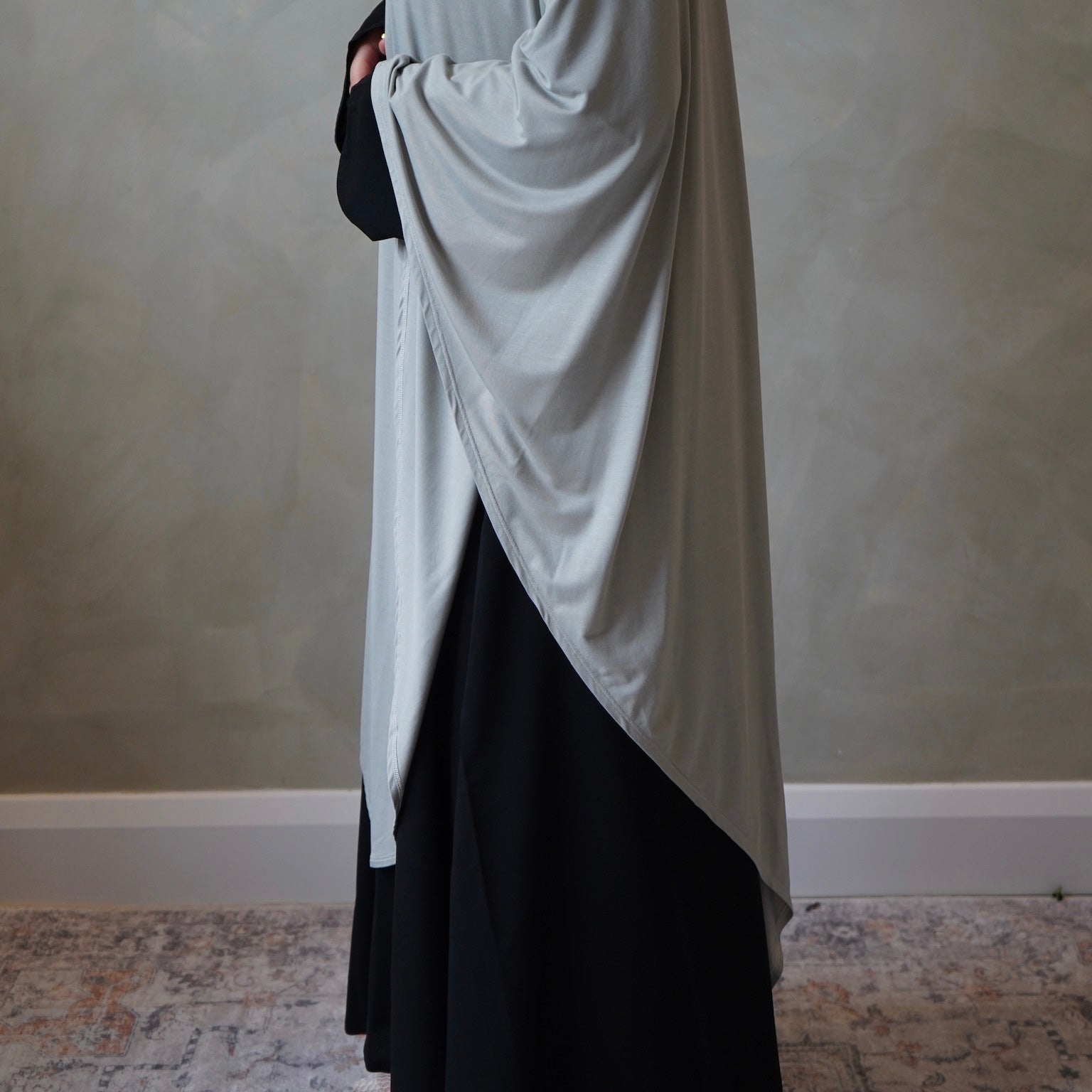 Extra Long Stone Grey Jersey Khimar
