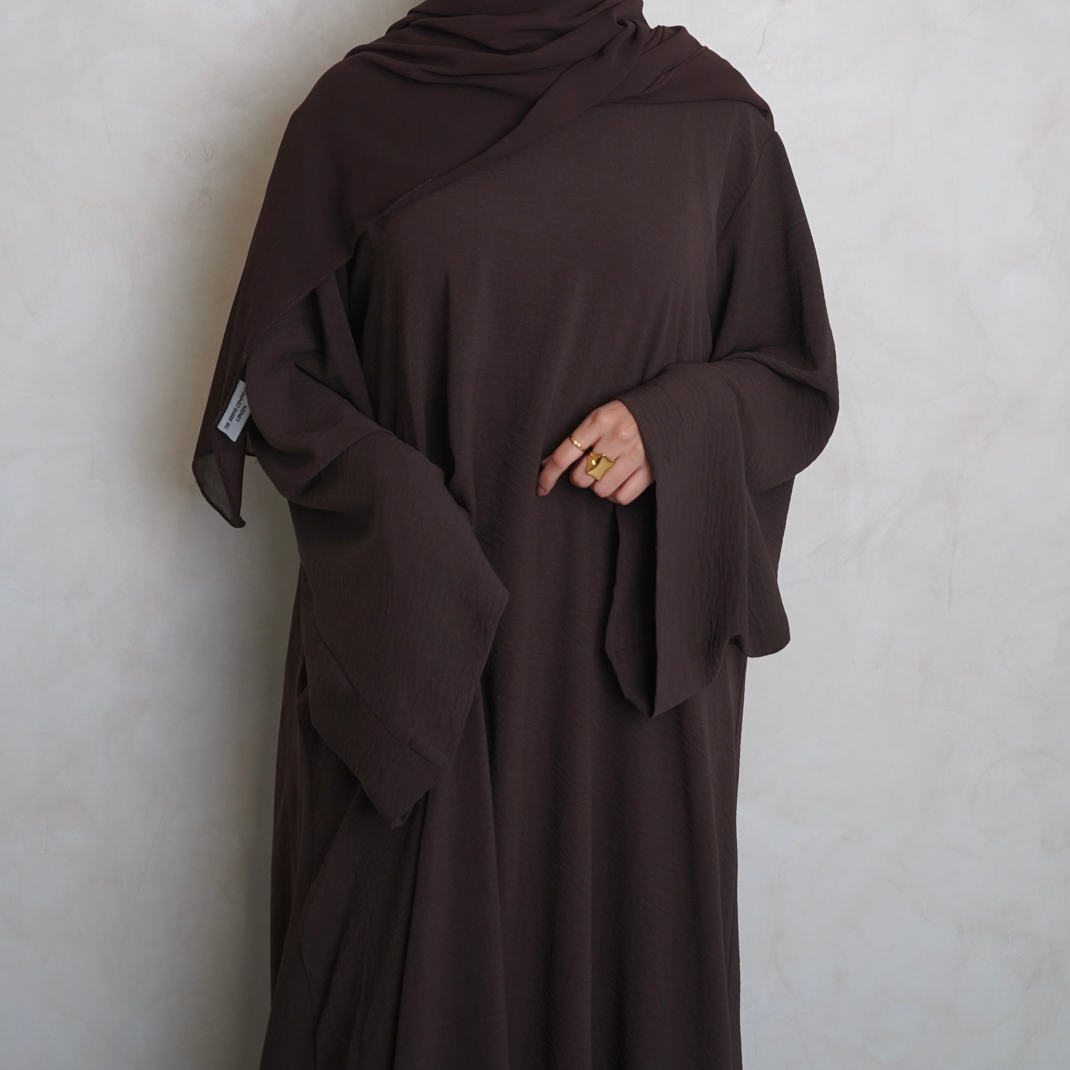 Crepe Mary Straight Abaya Choc Brown