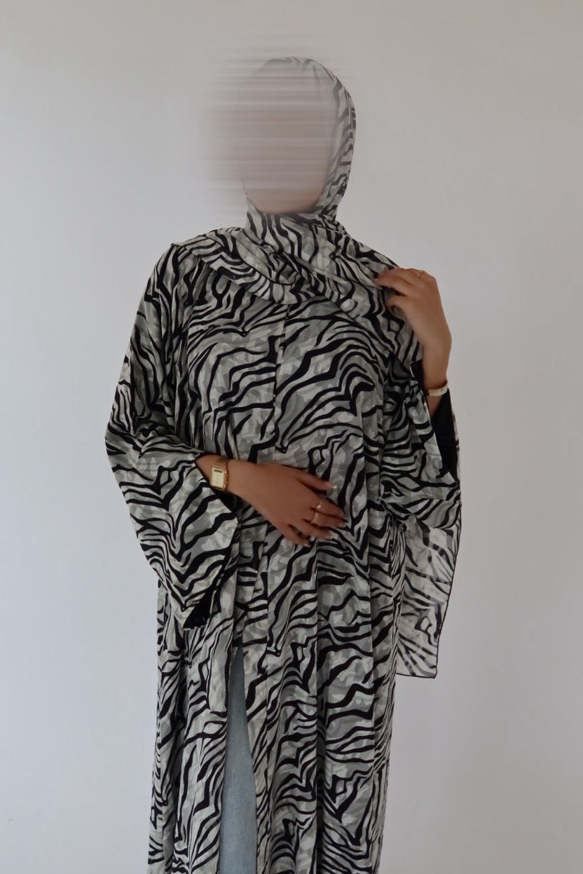 Zebra Print abaya with matching scarf