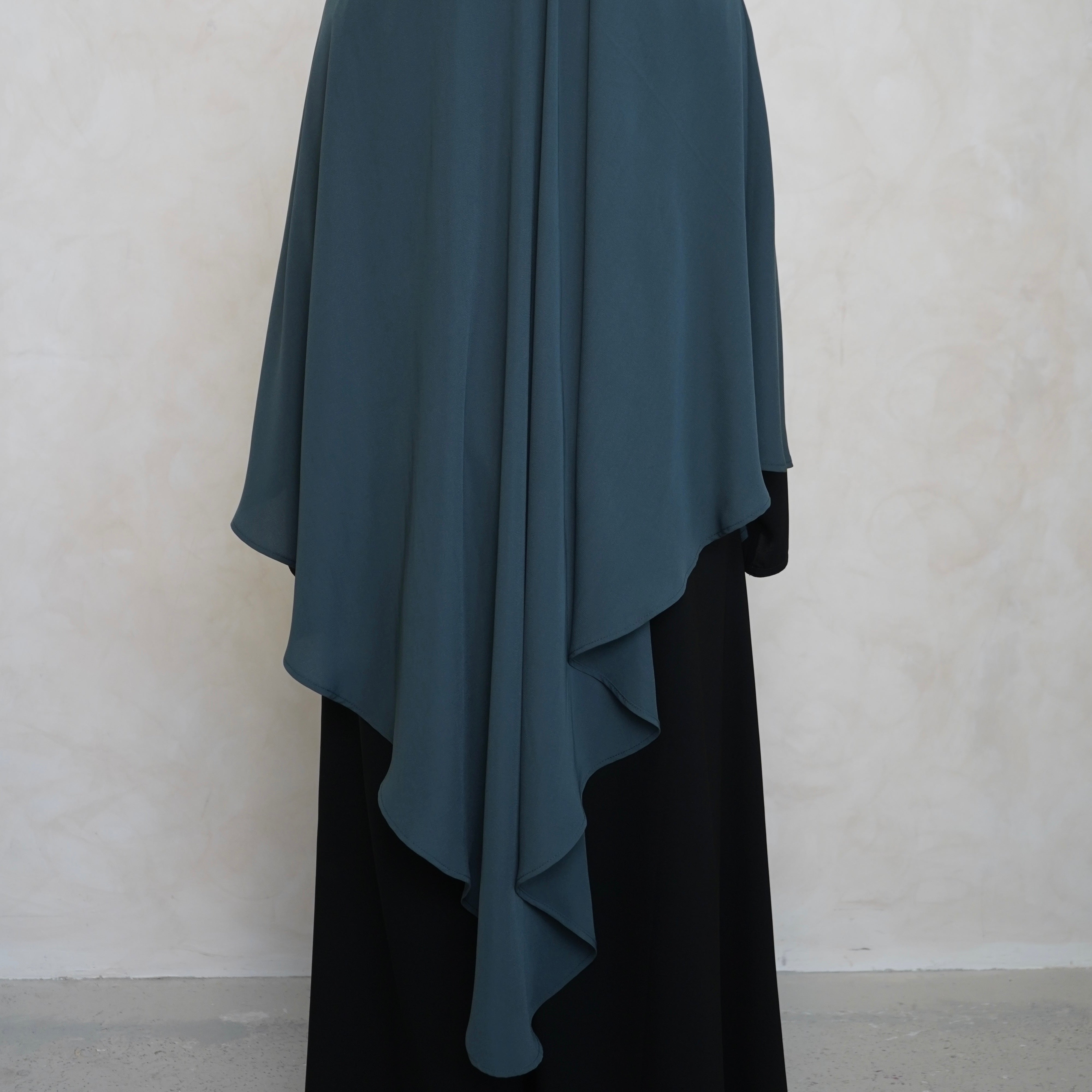 Extra Long Teal Khimar with Niqab Ties