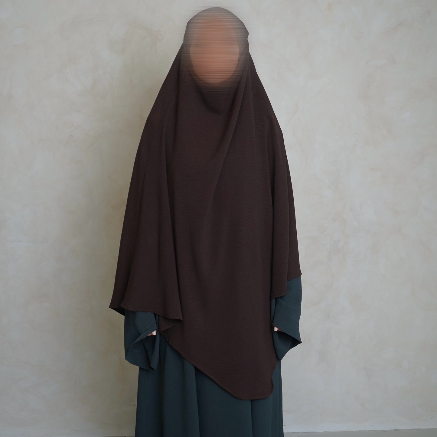 Choc Brown Crepe Khimar with Niqab Ties