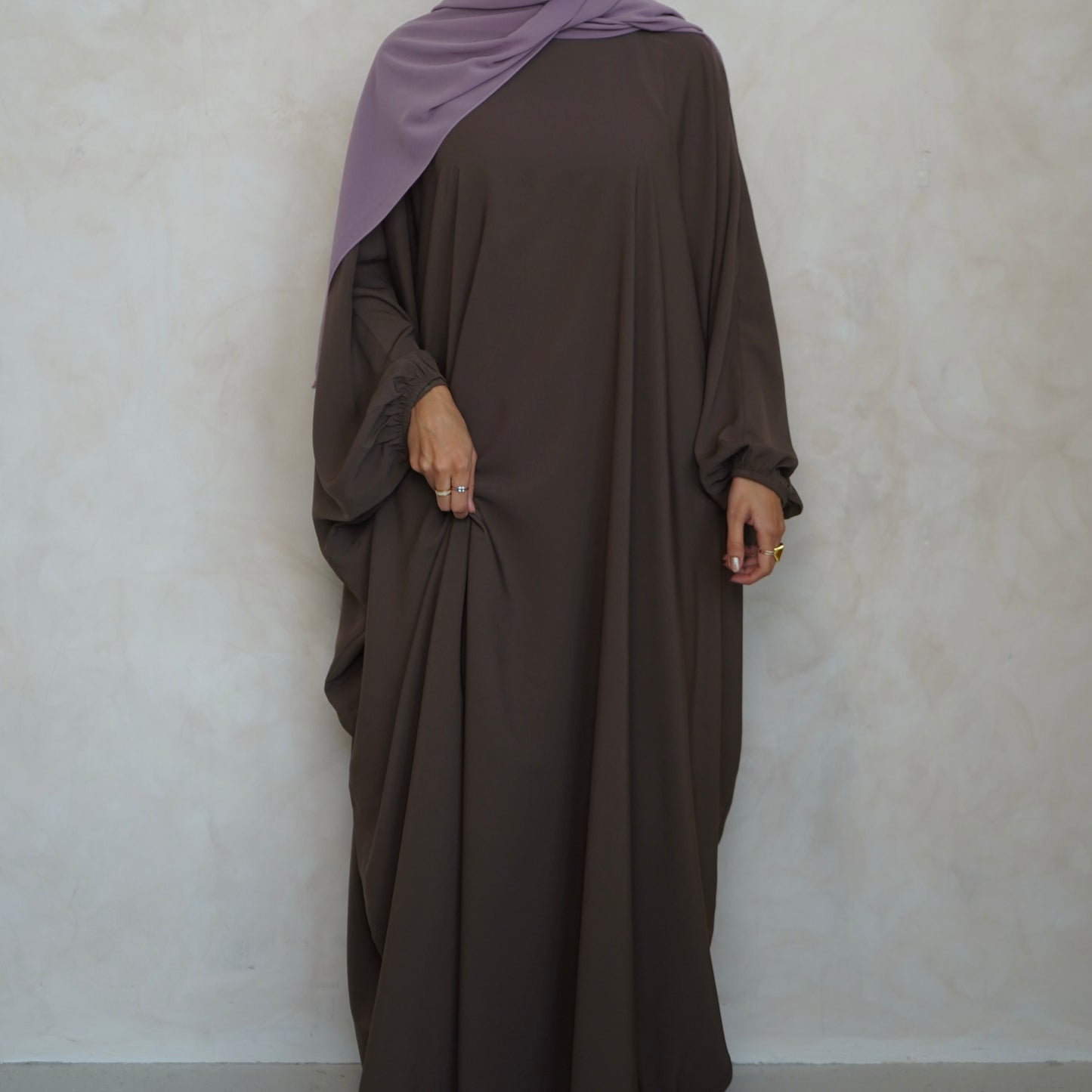 Cuffed Norah Batwing Jilbaya Brown