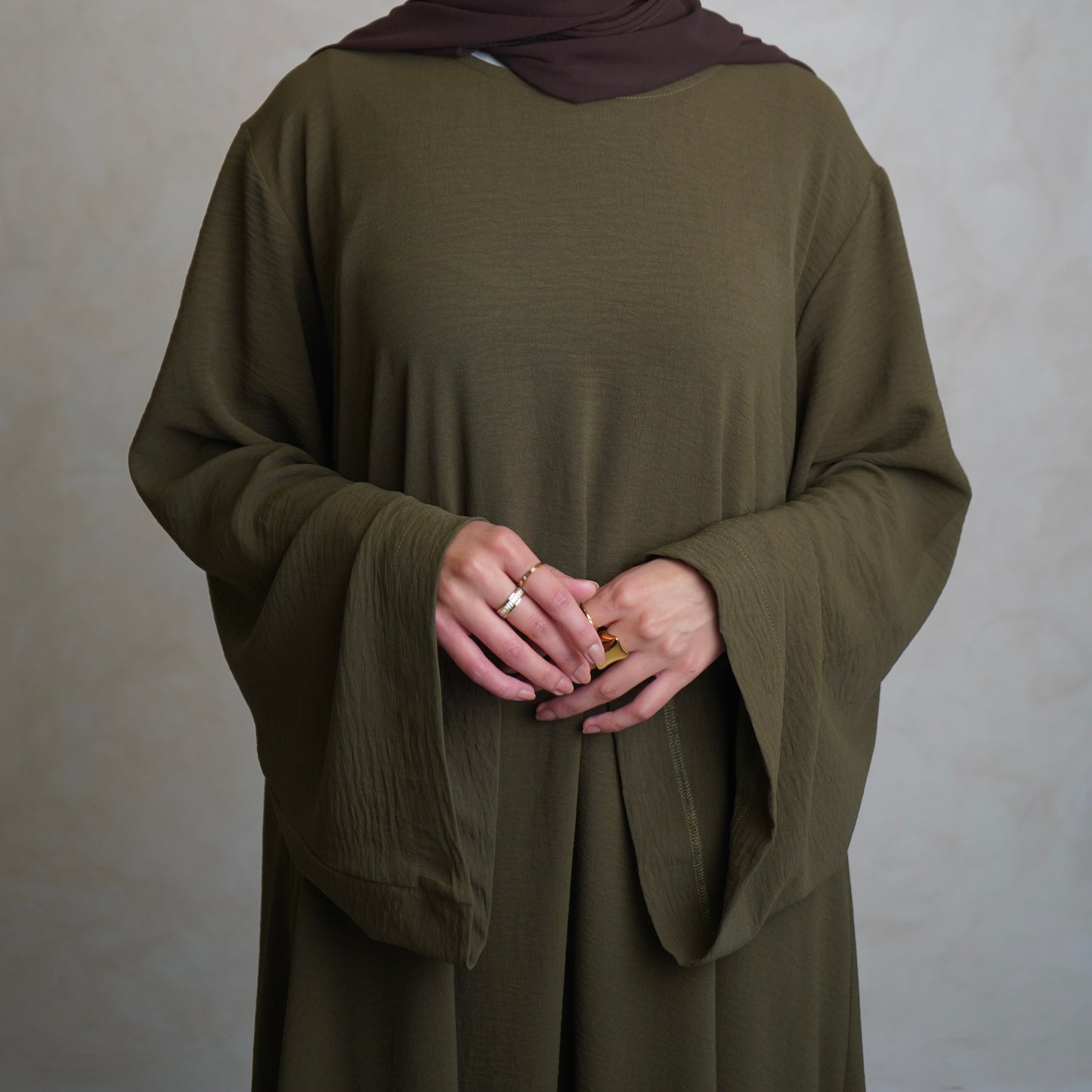 Crepe Mary Straight Abaya Olive Green