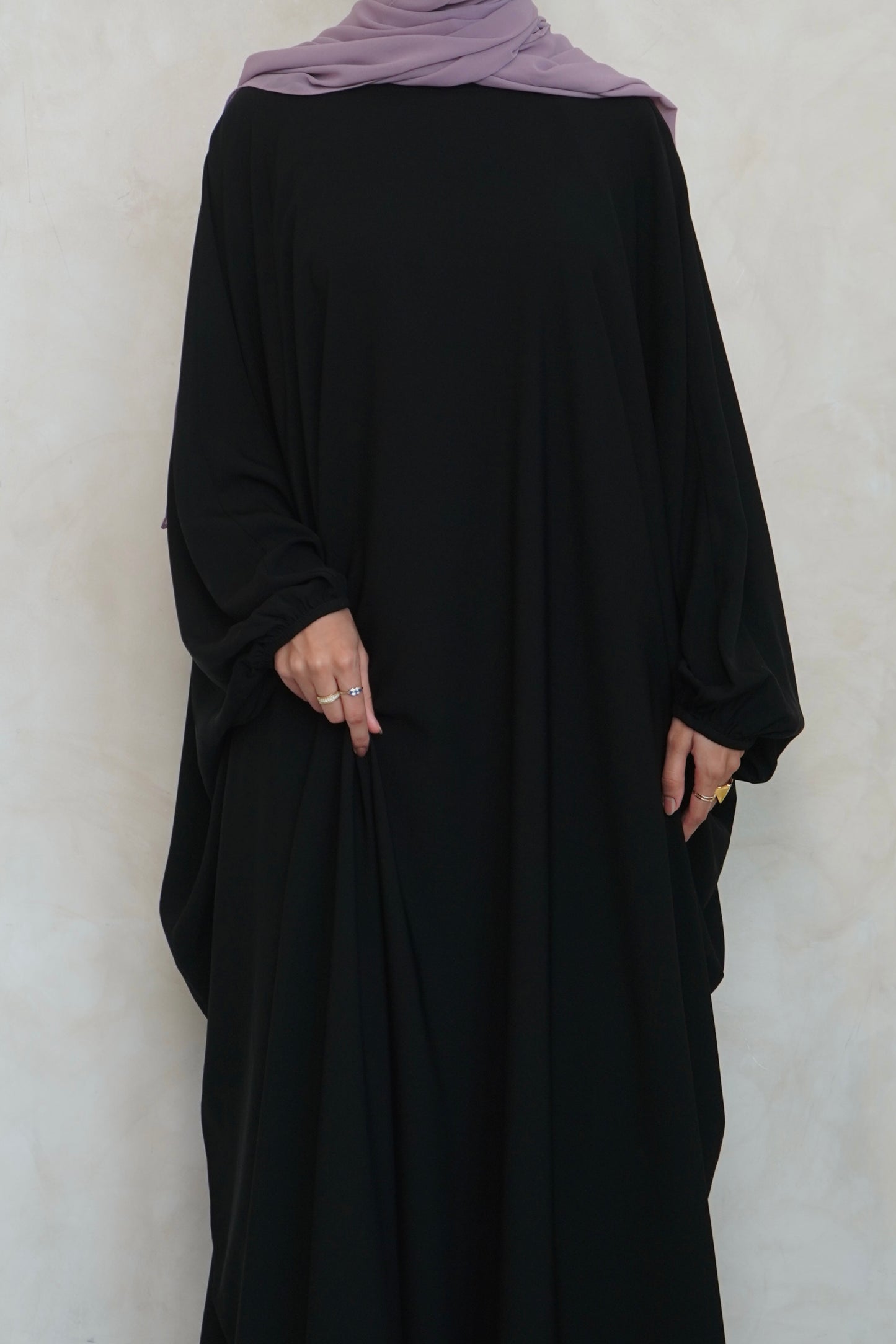 Cuffed Norah Batwing Jilbaya Black