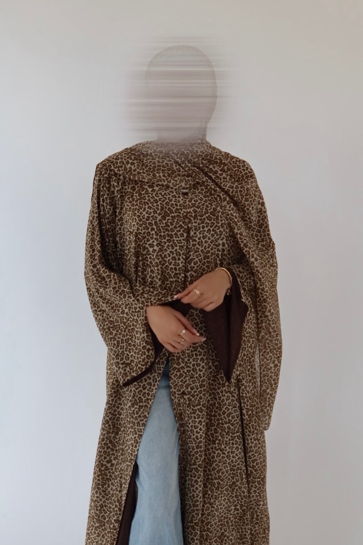 Leopard abaya with matching scarf