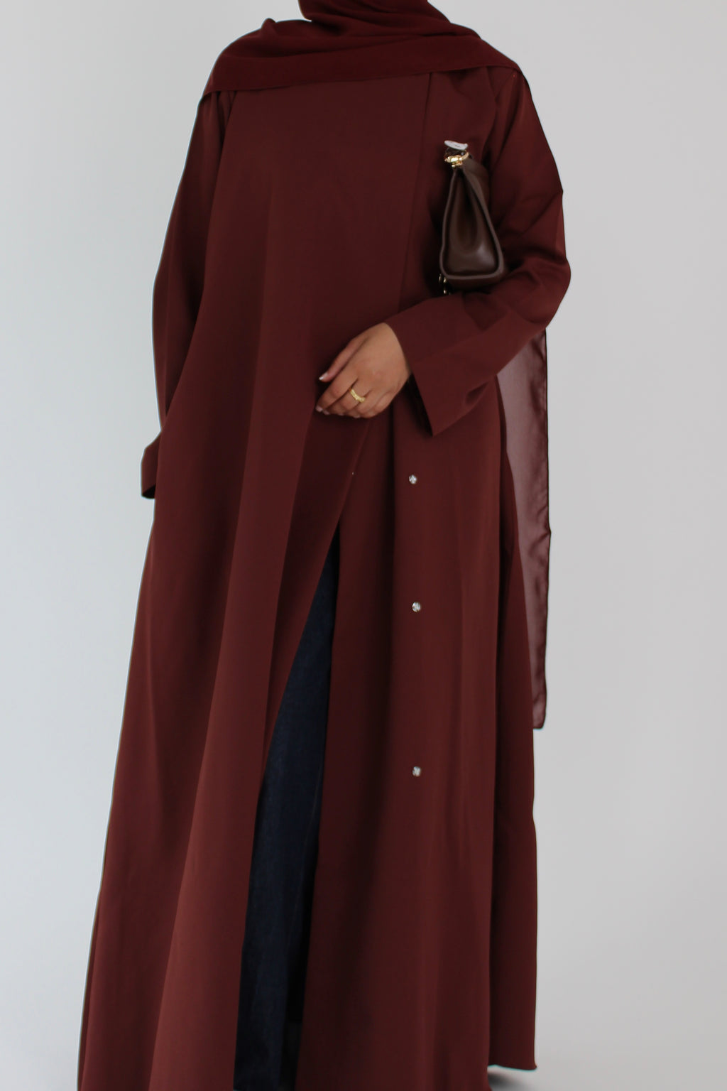 Cocoa Rose Draped Coat with Matching Sheila Hijab