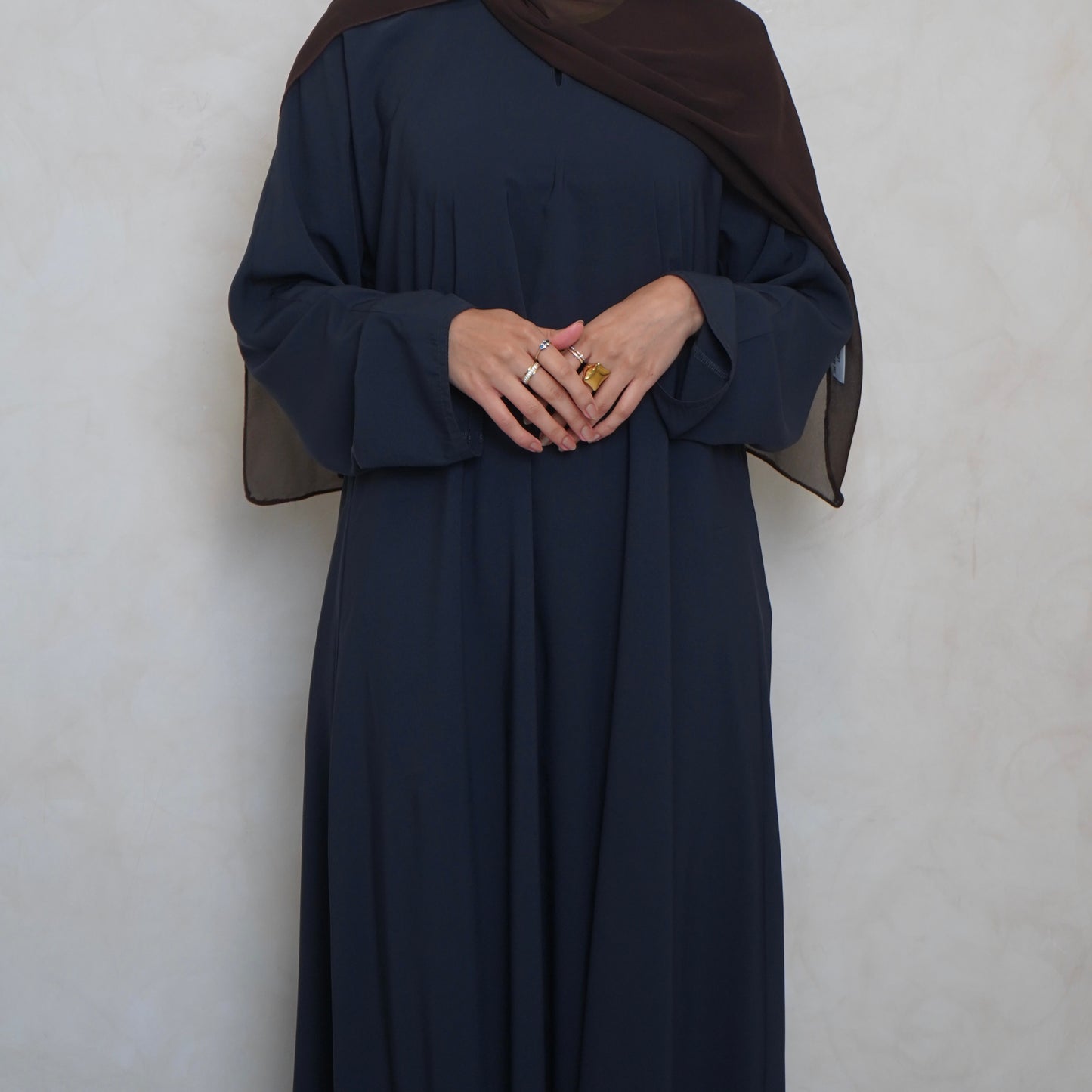 Classic A Line Abaya Navy Grey