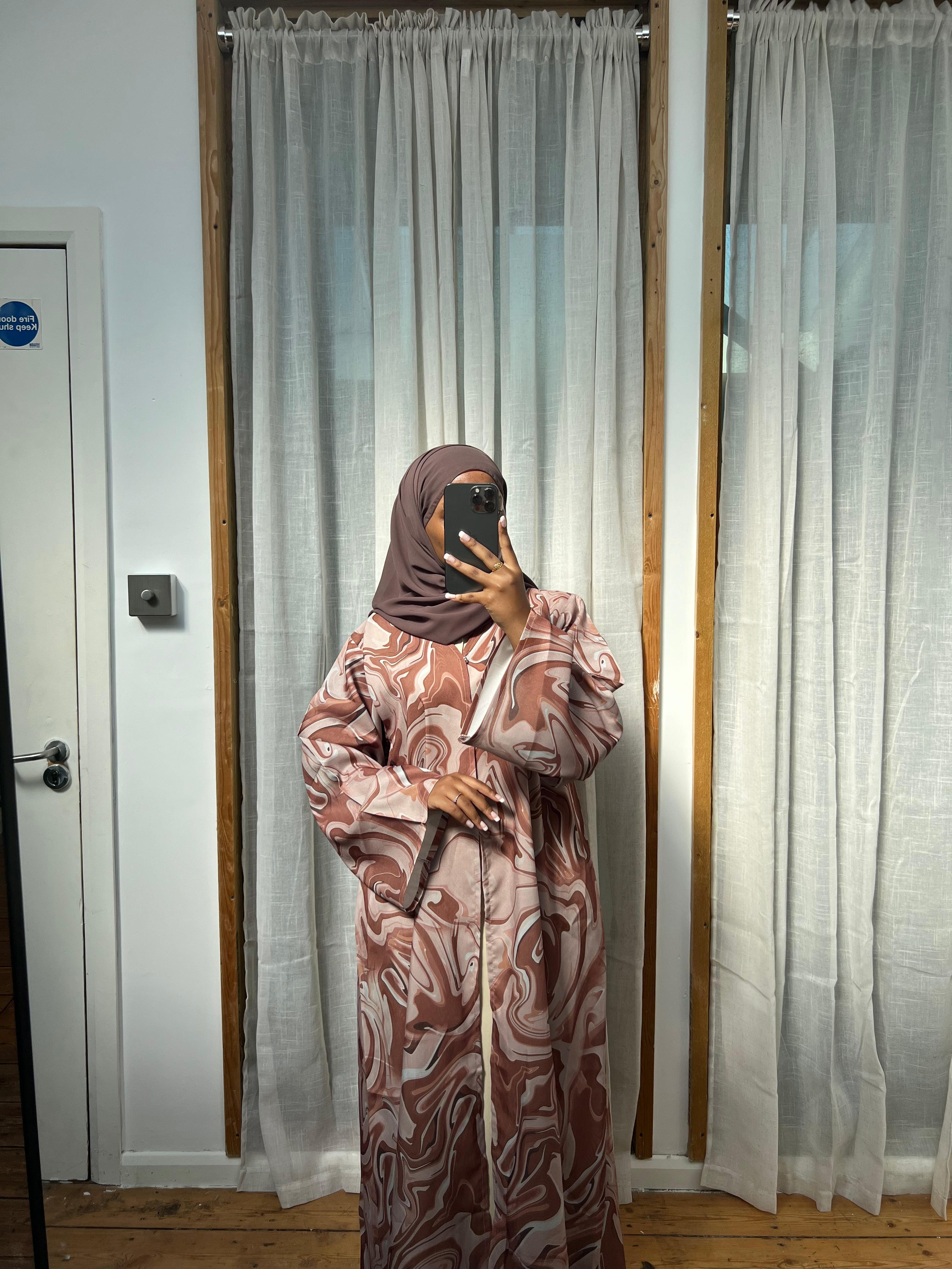 Marble Open Abaya Orange