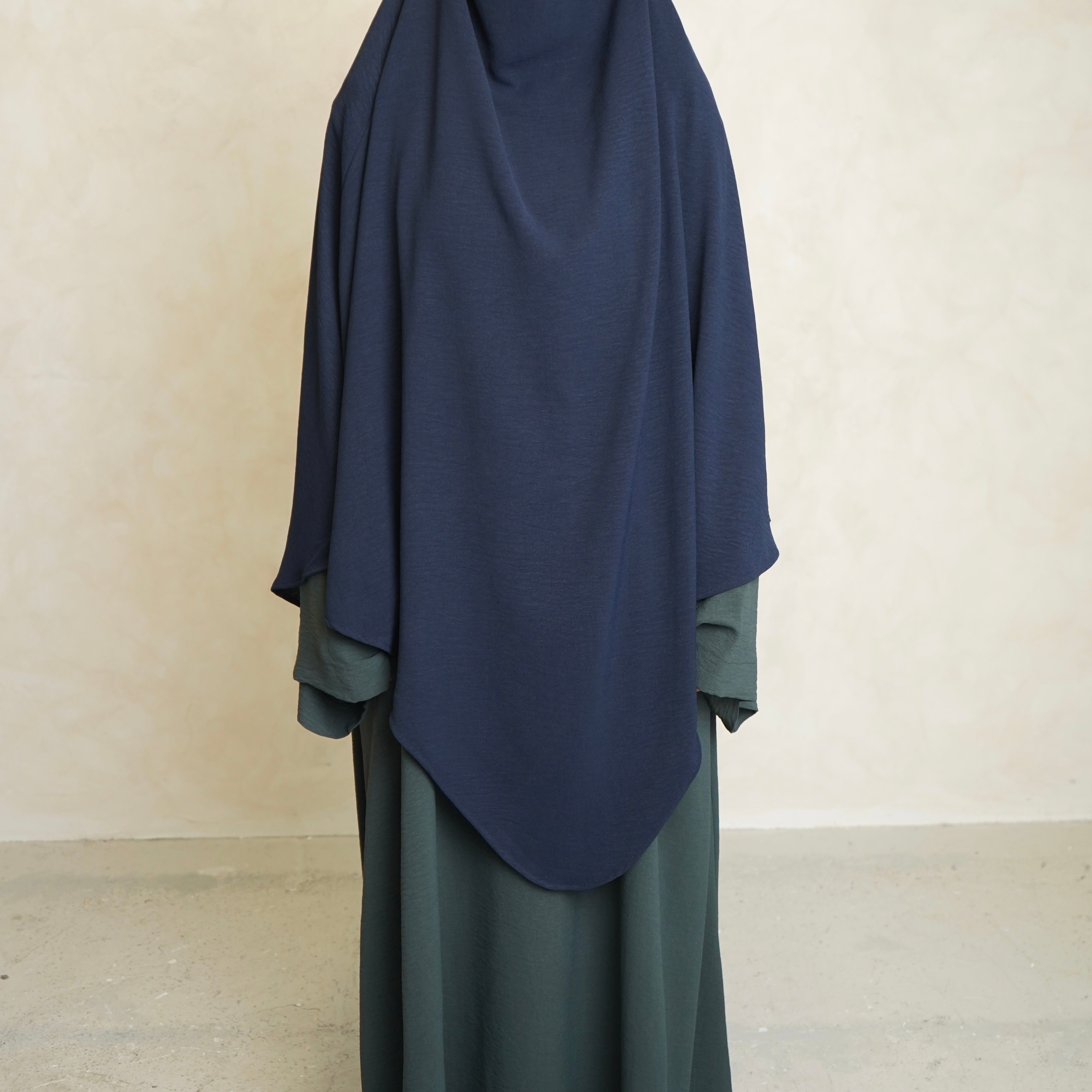 Navy Blue Crepe Khimar with Niqab Ties