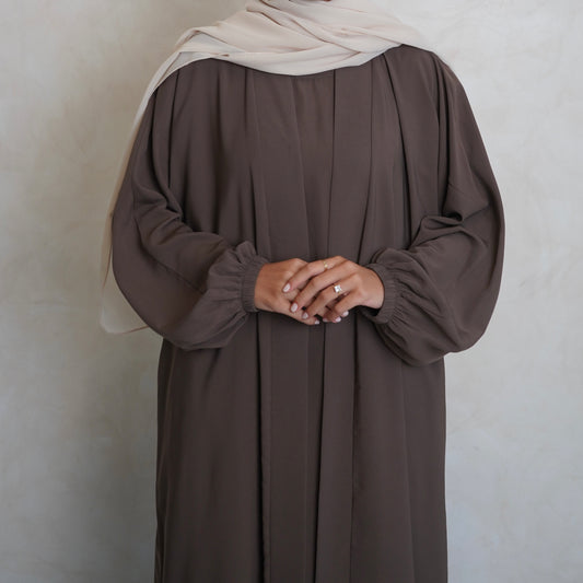 Cuffed Nubo Abaya Set Brown