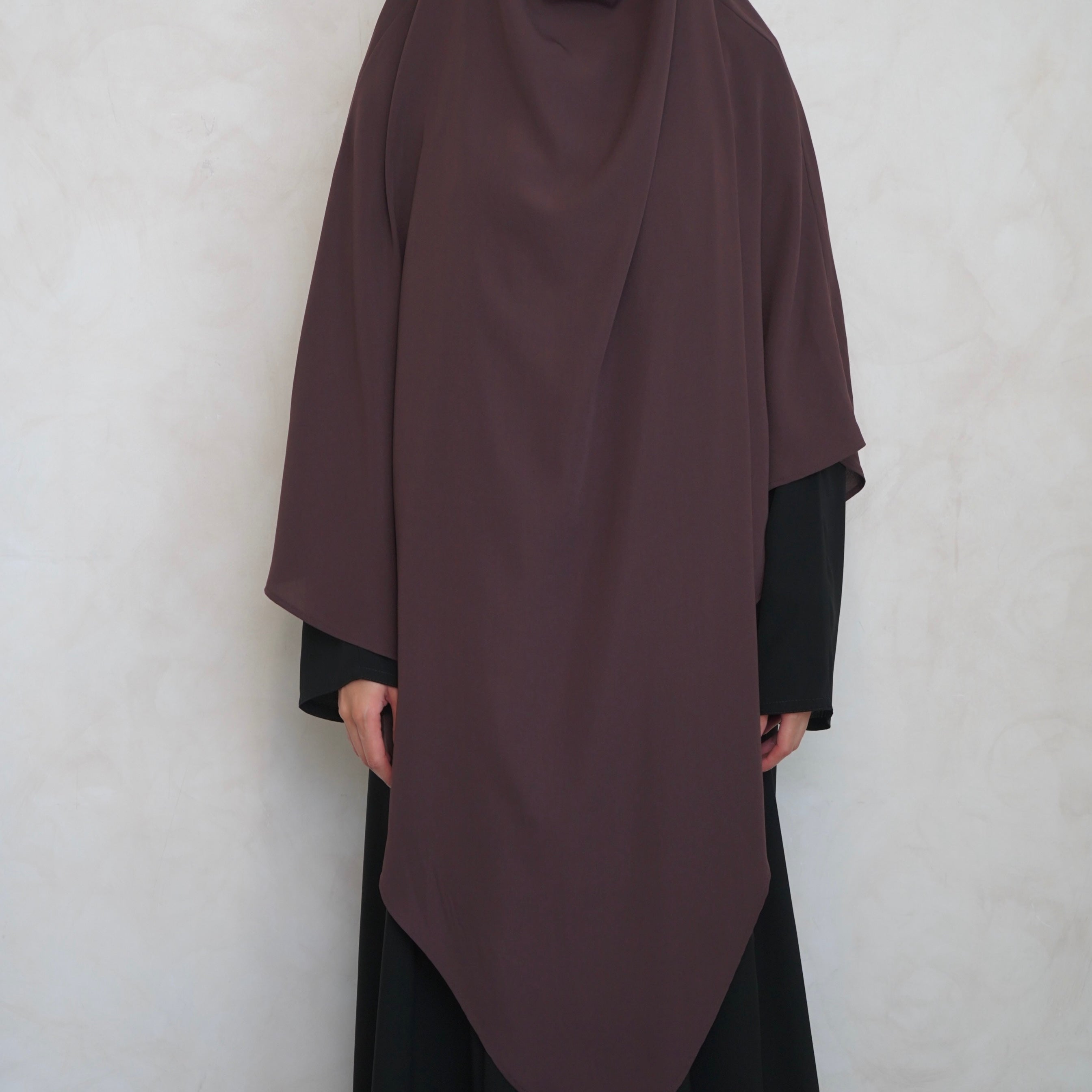 Extra Long Choc Brown Khimar with Niqab Ties