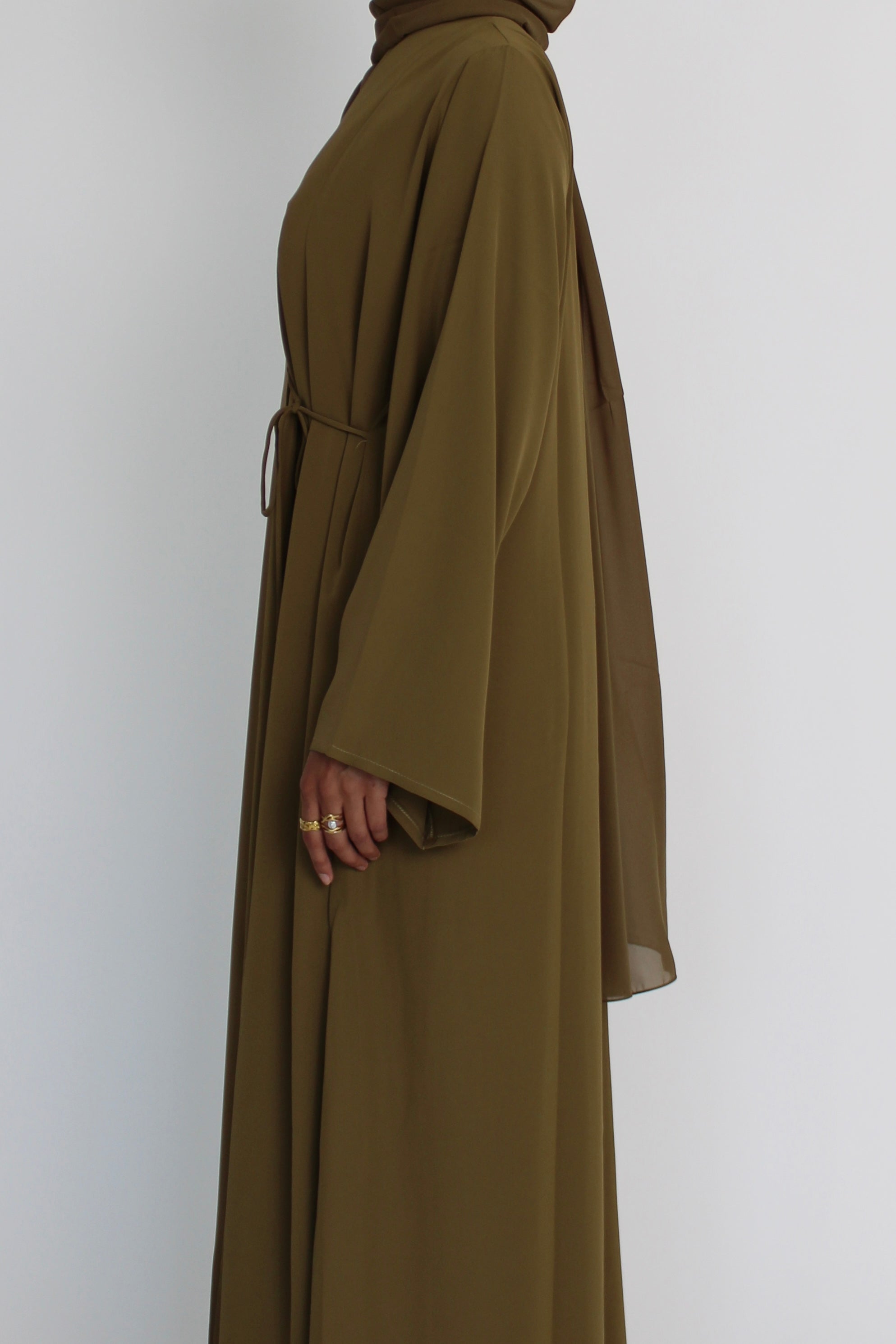 Olive Green Abaya with Matching Sheila Scarf