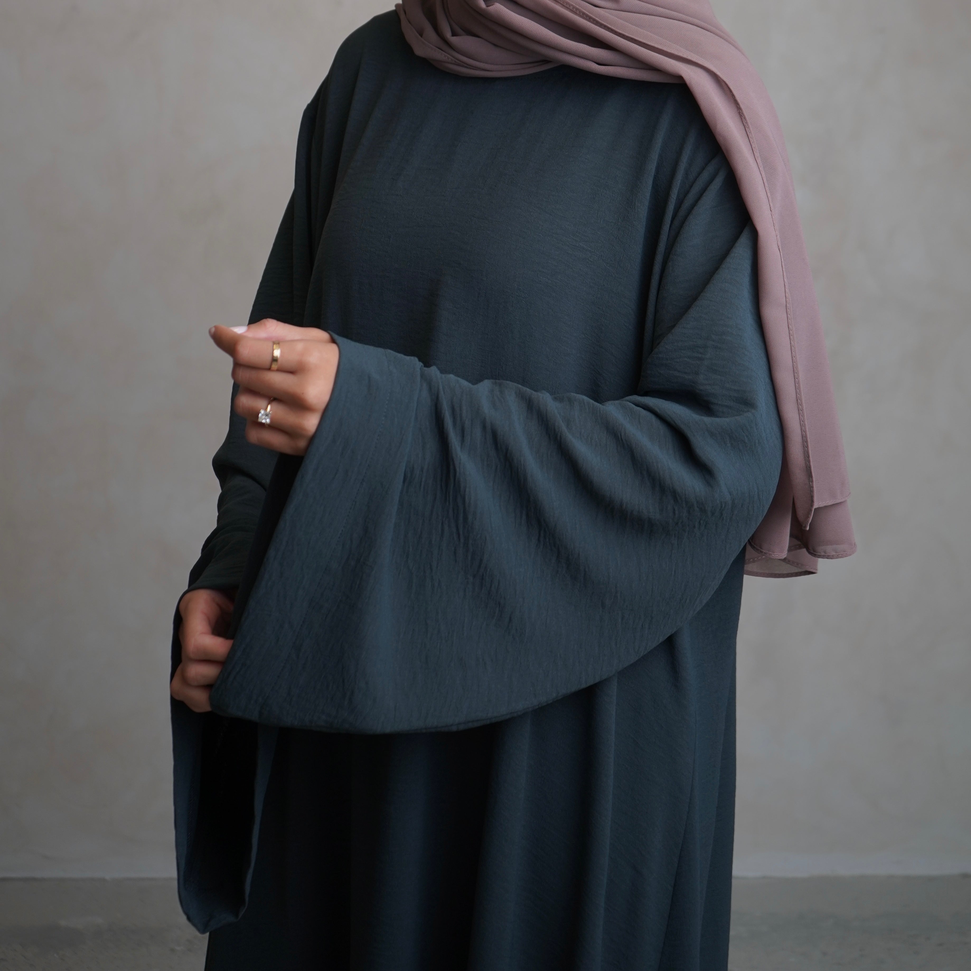 Crepe Mary Straight Abaya Teal