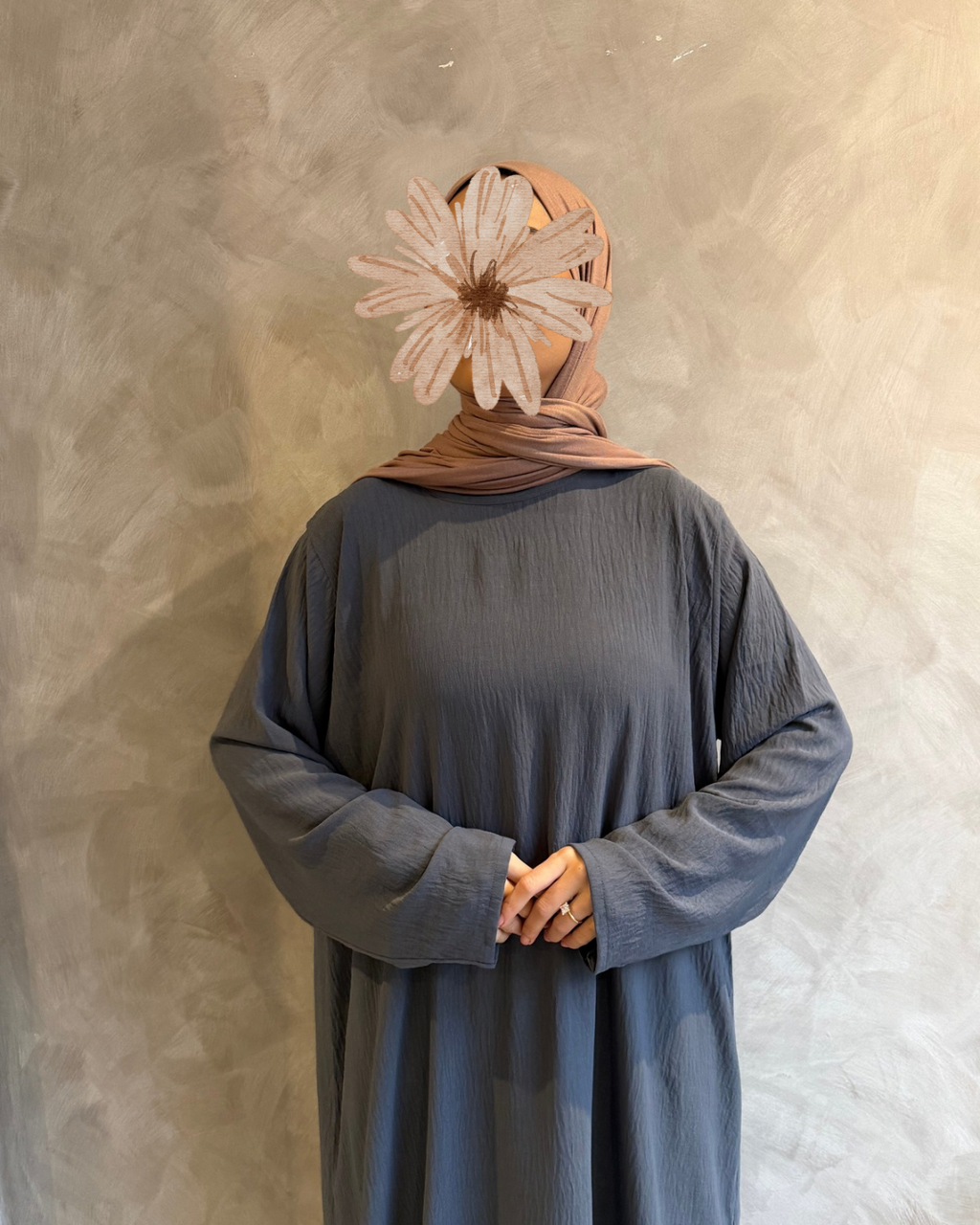 Long Sleeve Slip Dress Slate Grey