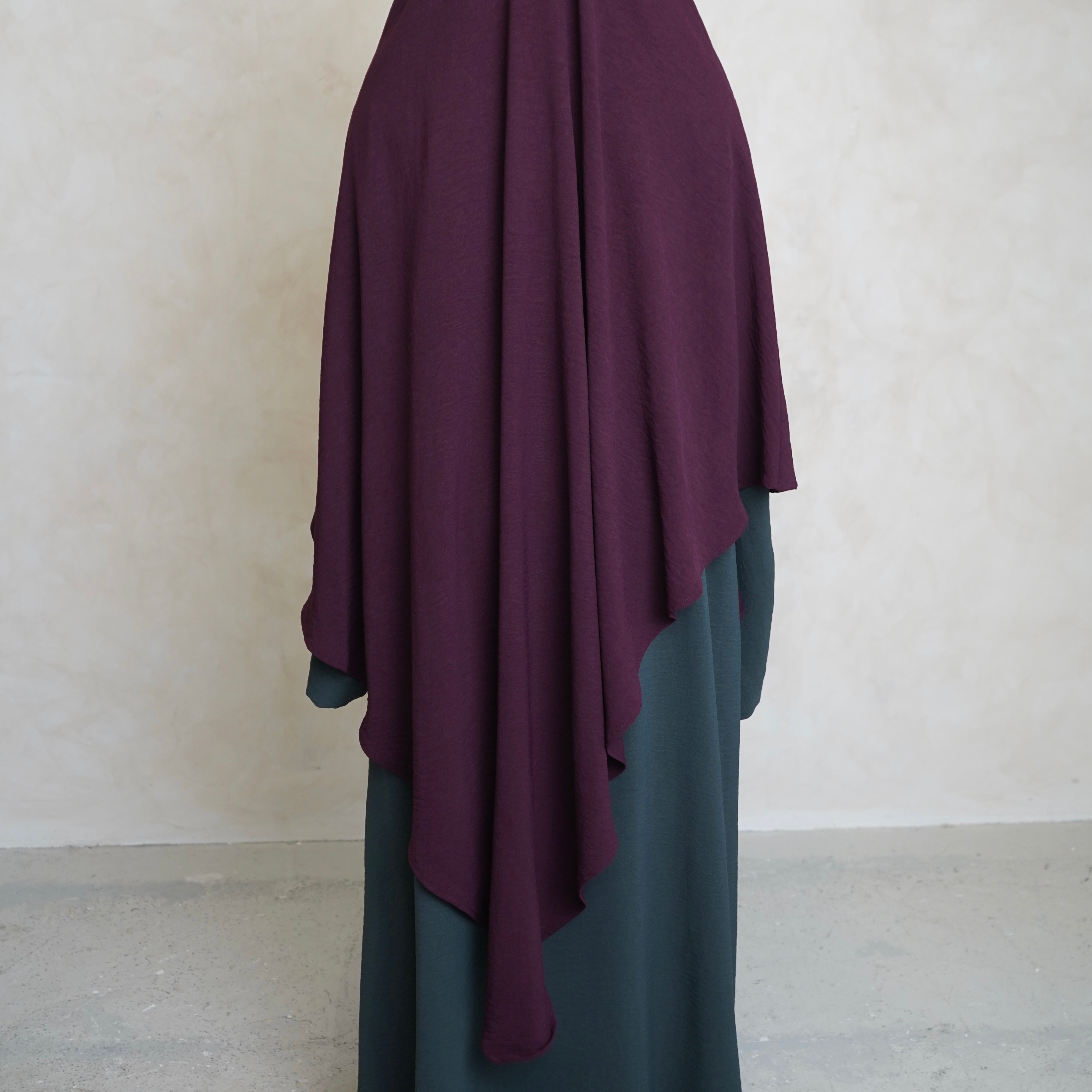 Burgundy Crepe Khimar with Niqab Ties