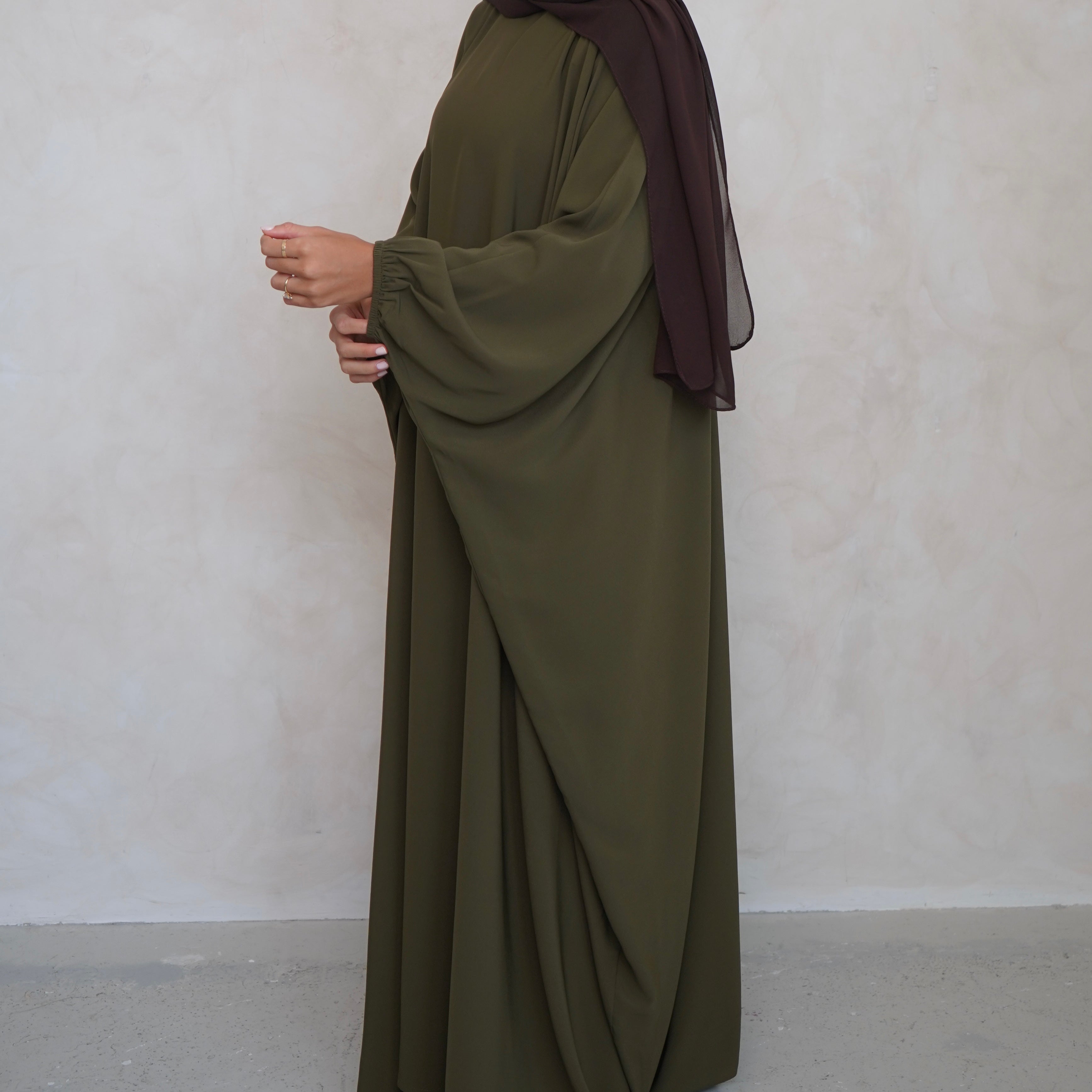 Cuffed Norah Batwing Jilbaya Olive Green