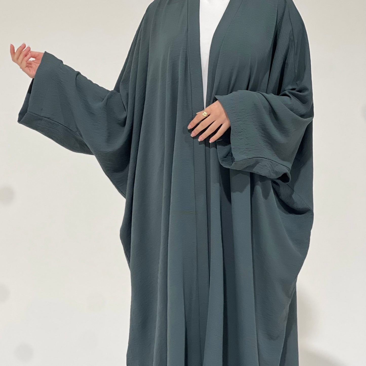 Crepe Flowy Cloak Abaya Teal