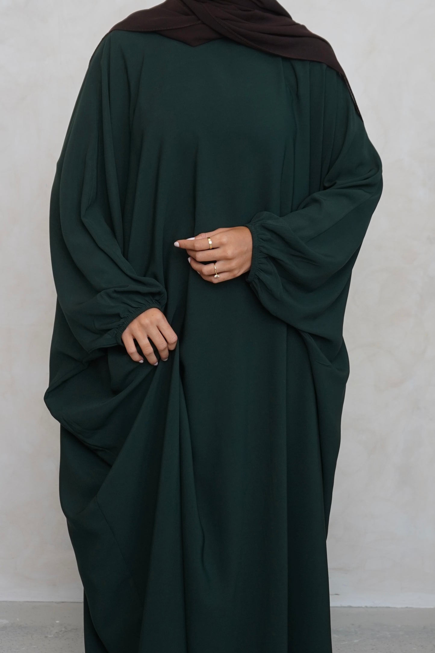 Cuffed Norah Batwing Jilbaya Bottle Green