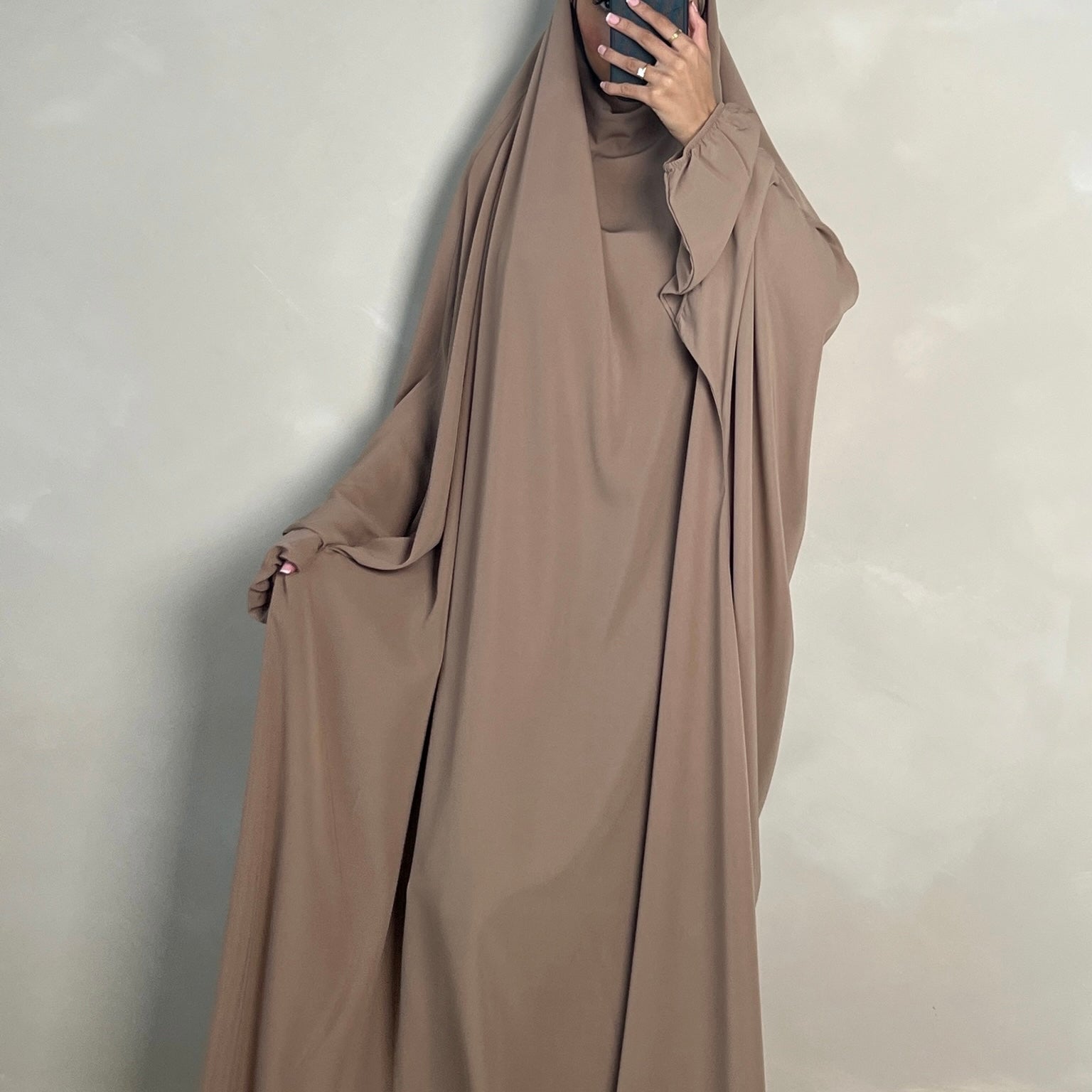 1pc Jilbab with Niqab Ties Cream